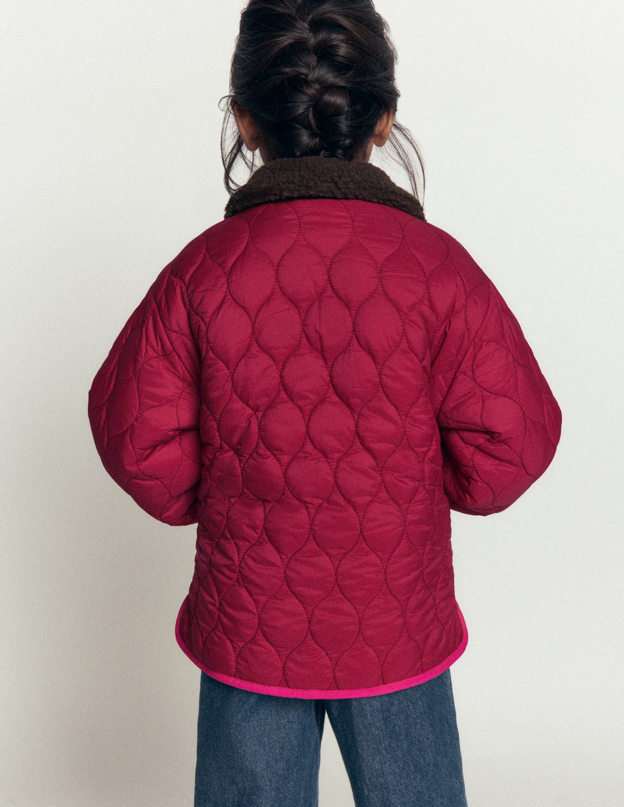 Reversible Borg Quilted Jacket-Leopard Multi - Image 3