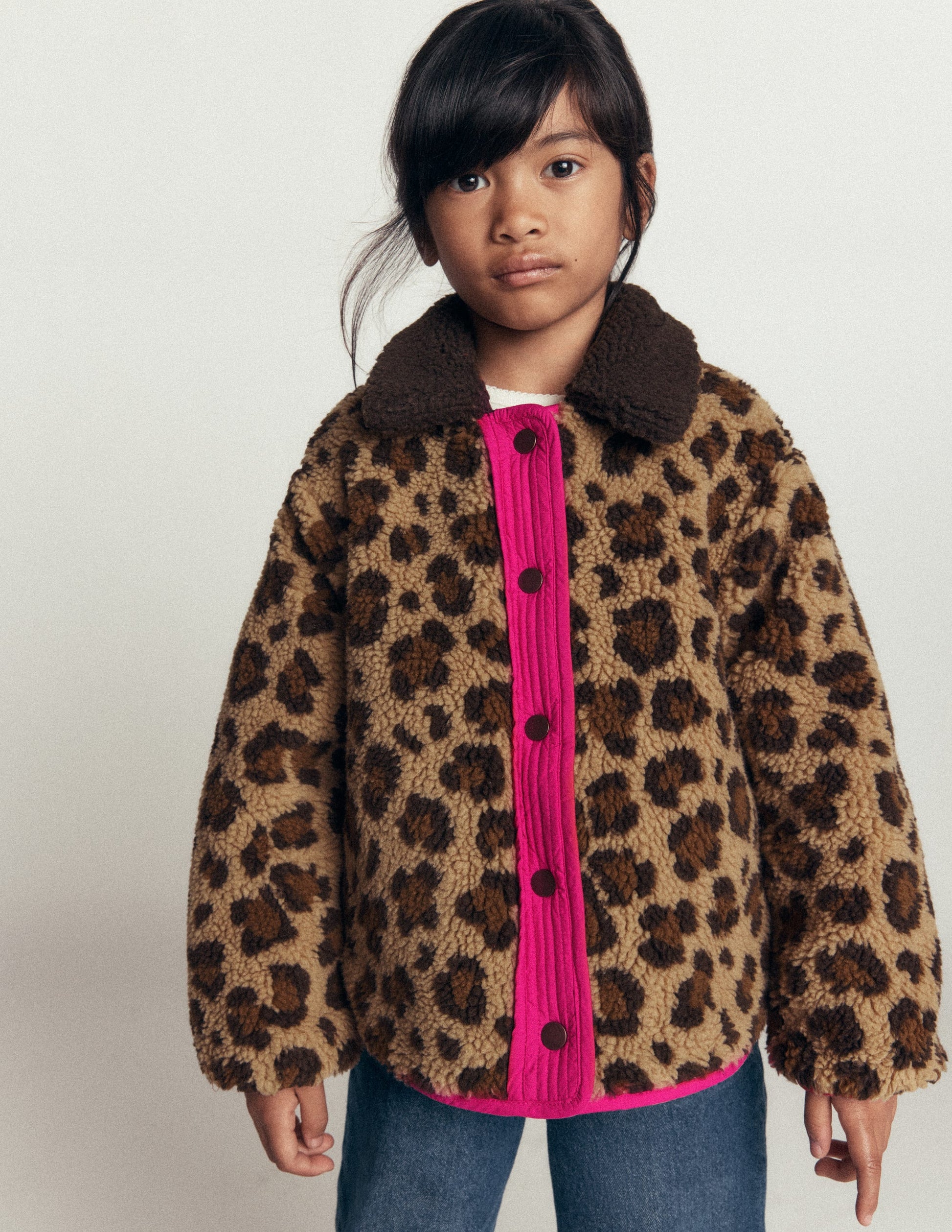 Reversible Borg Quilted Jacket-Leopard Multi-4