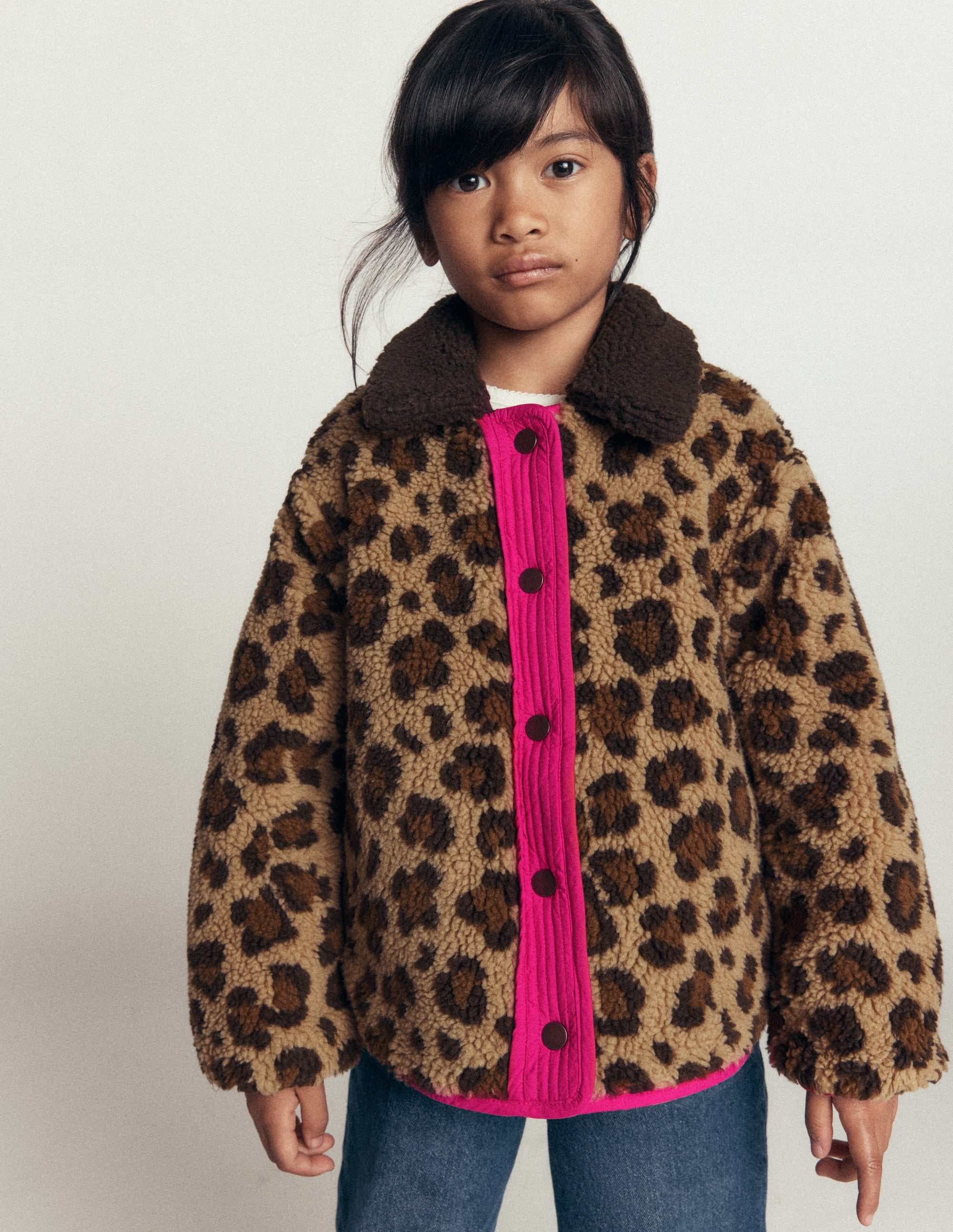 Reversible Borg Quilted Jacket-Leopard Multi - Image 4