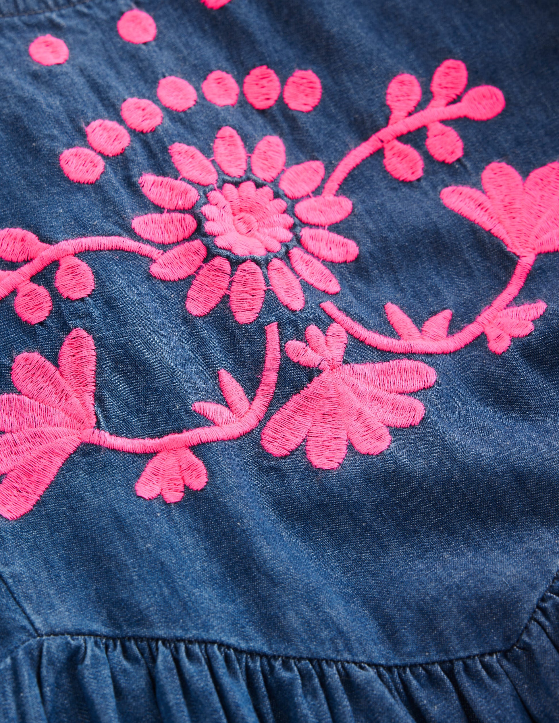 Celia Wing Sleeve Dress-Denim Pink Embroidery-4