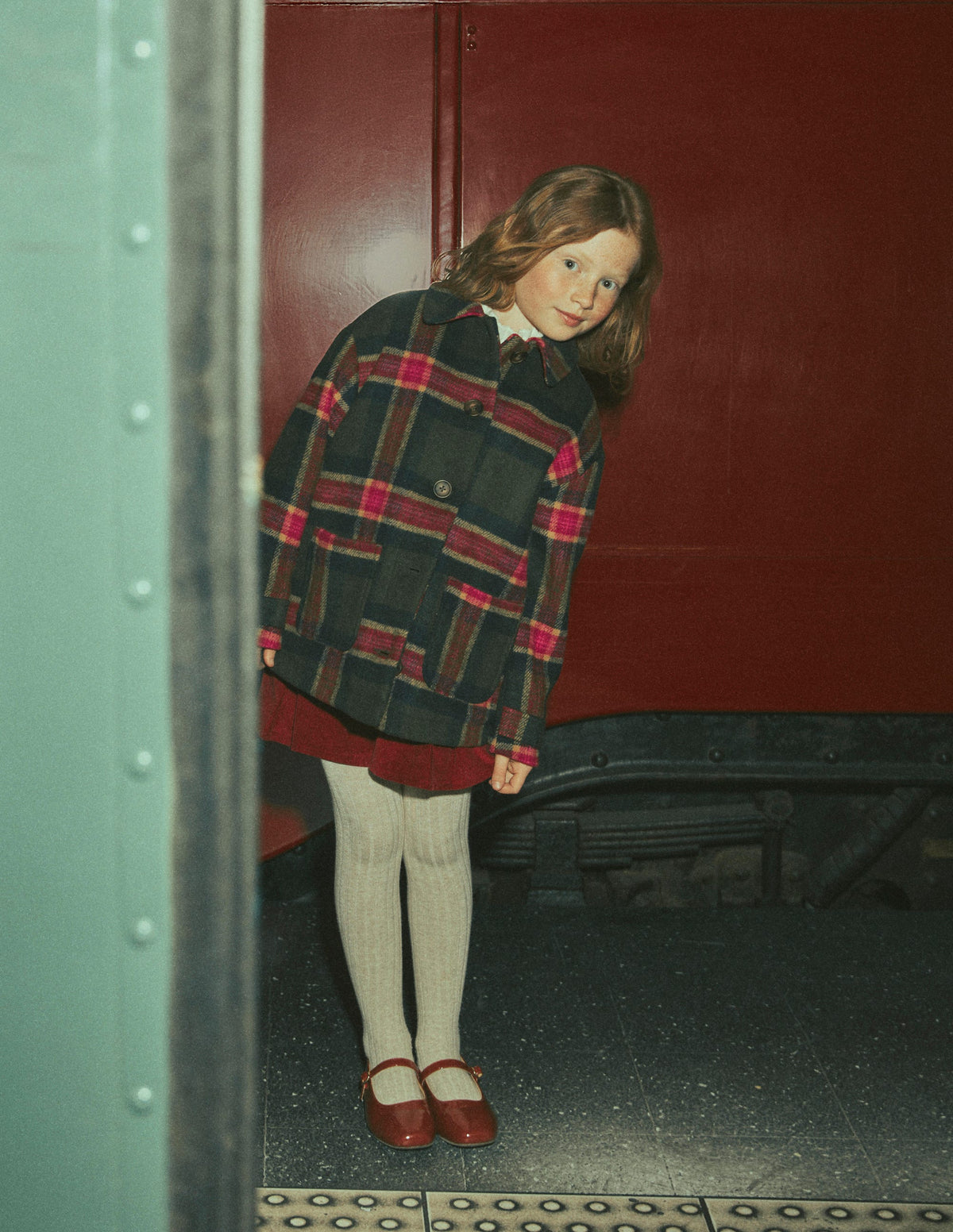 Wool Check Coat-Green Check - Image 1
