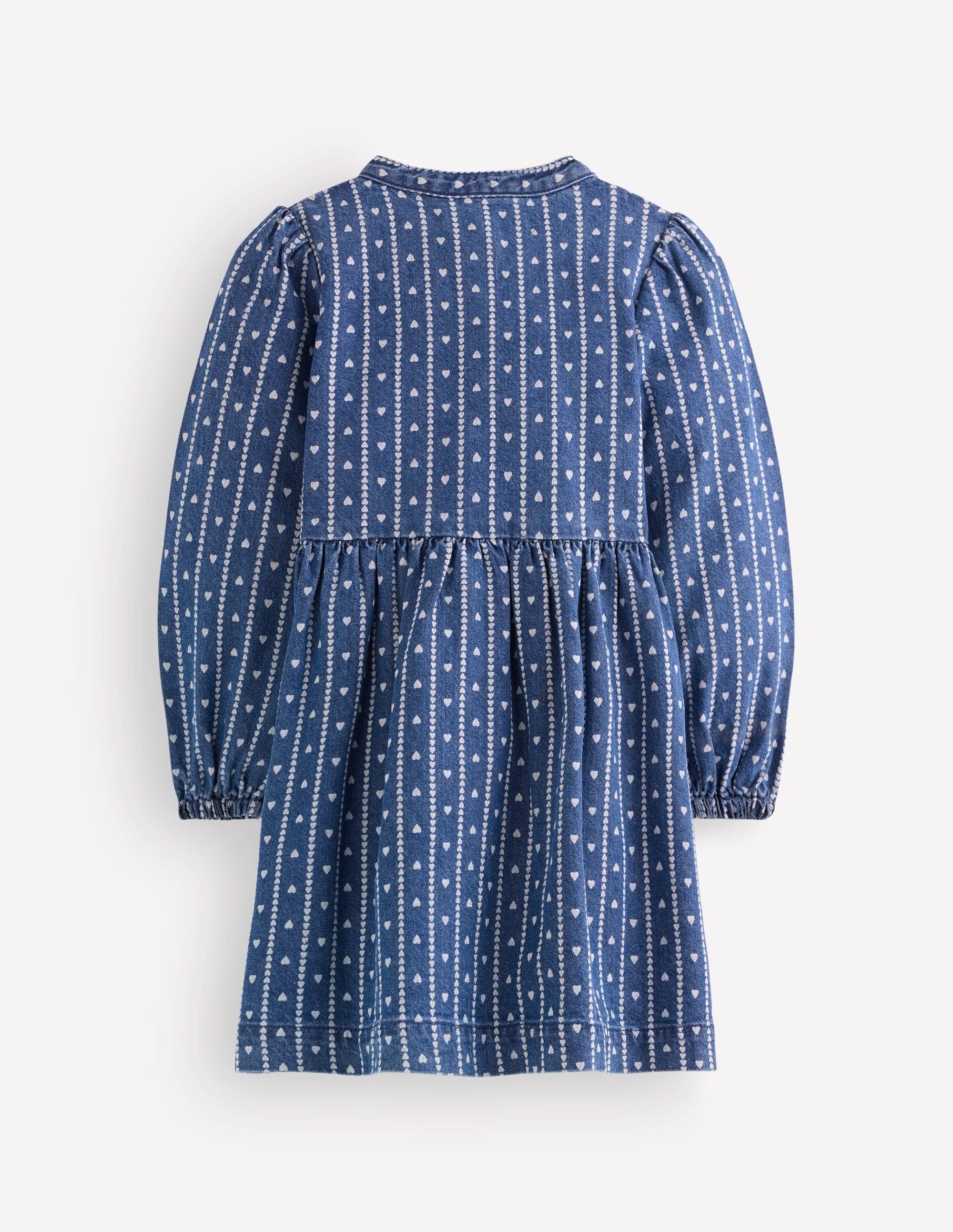 Betsy Woven Puff Sleeve Dress-Denim Tiny Hearts - Image 3