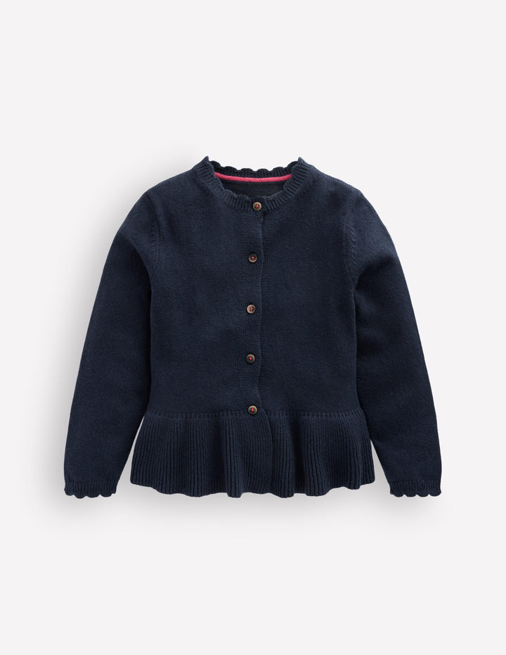 Pretty Peplum Cardigan-Navy