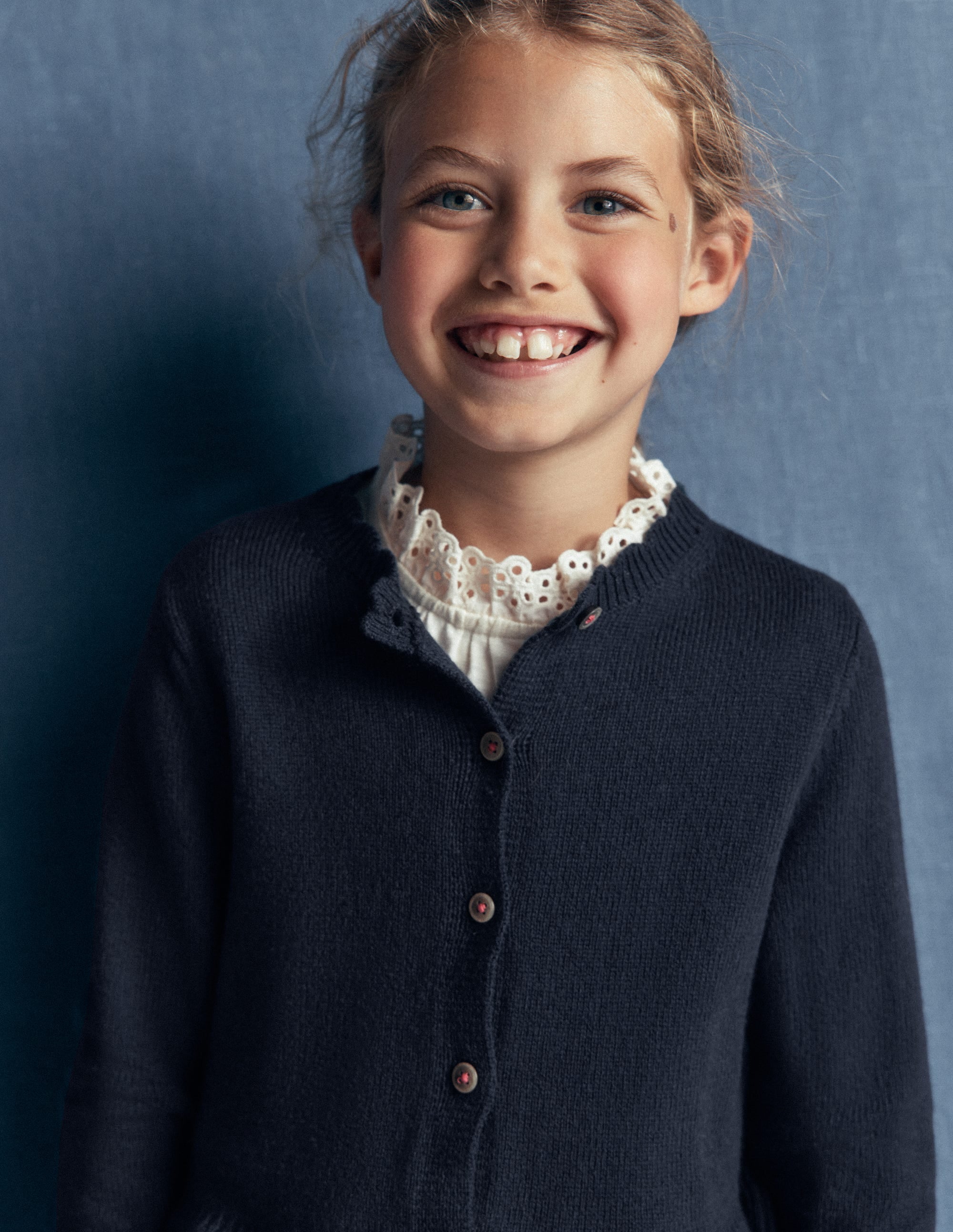 Pretty Peplum Cardigan-Navy - Image 1