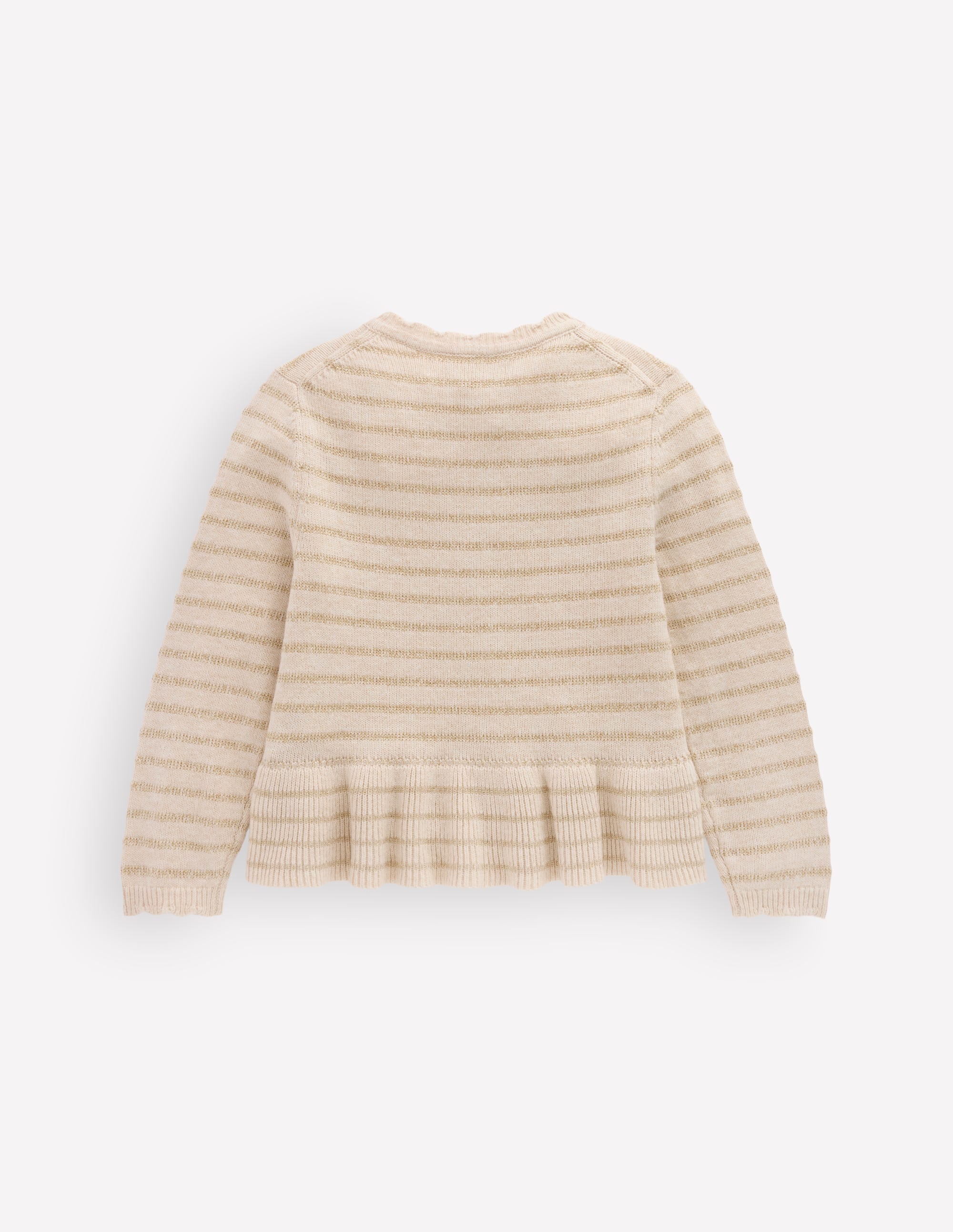 Pretty Peplum Cardigan-Oatmeal Marl Sparkle Stripe - Image 4