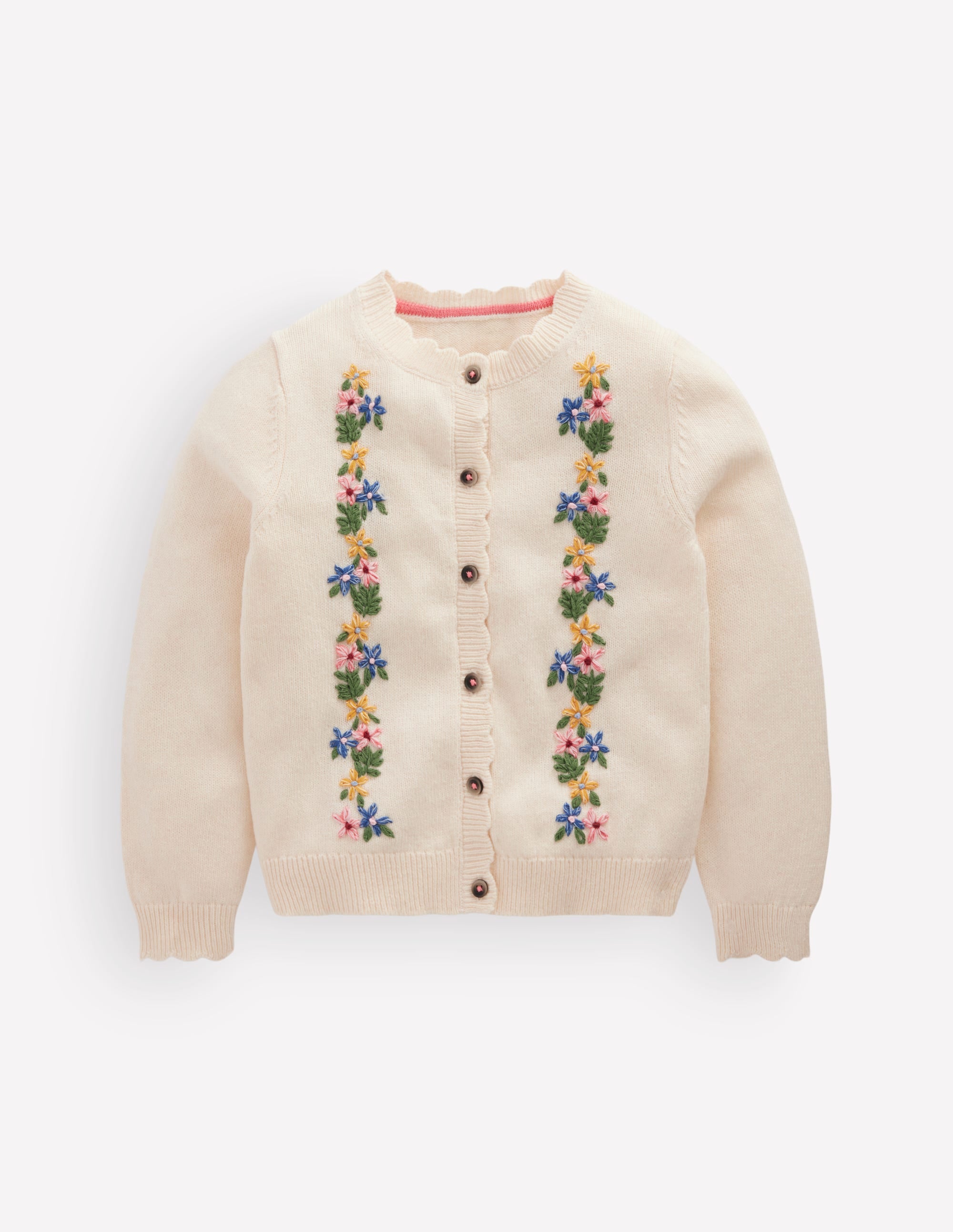 Pretty Embroidered Cardigan-Ecru Marl Floral Embroidery - Image 2