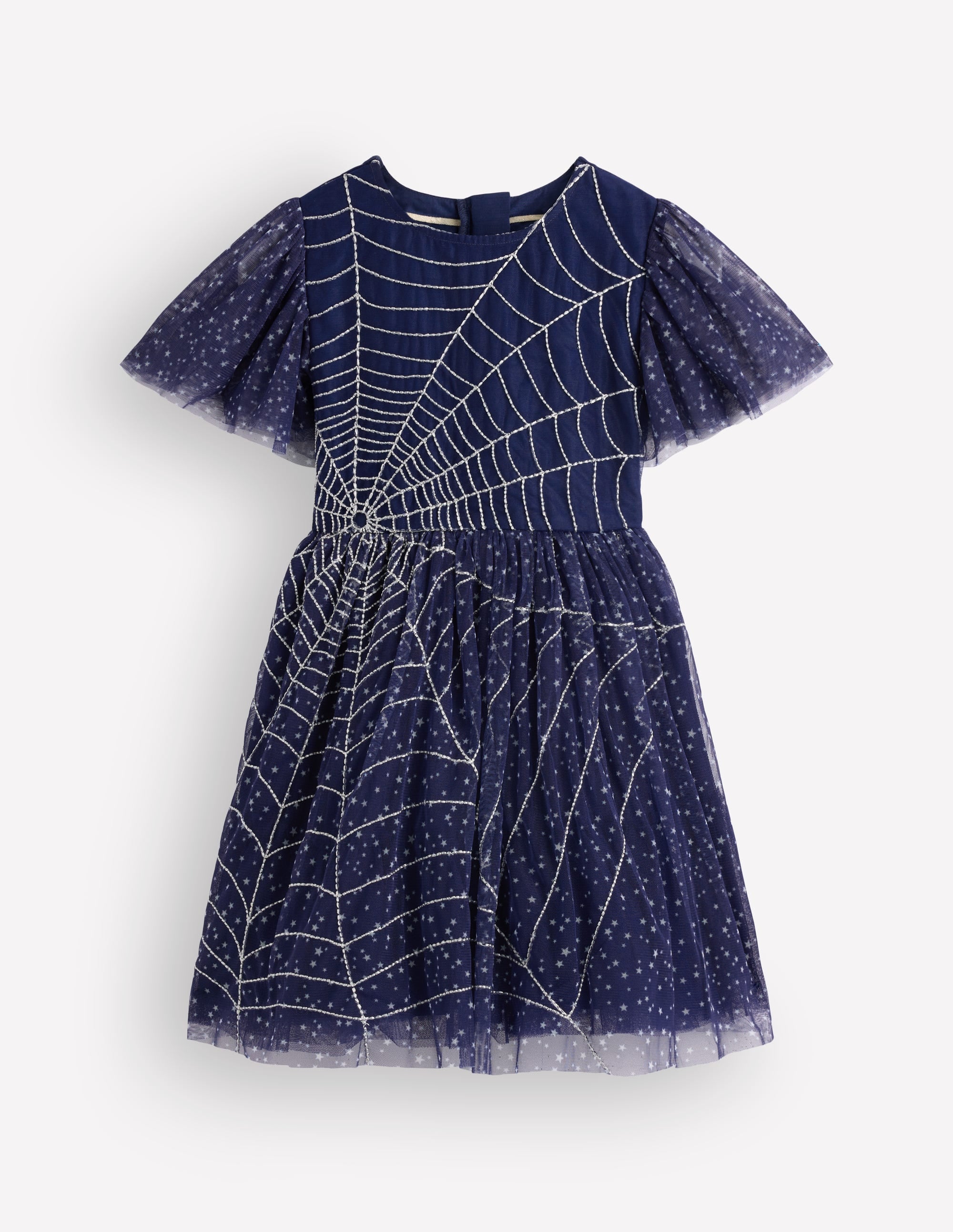 Appliqué Tulle Dress-College Navy Spiders Web - Image 4