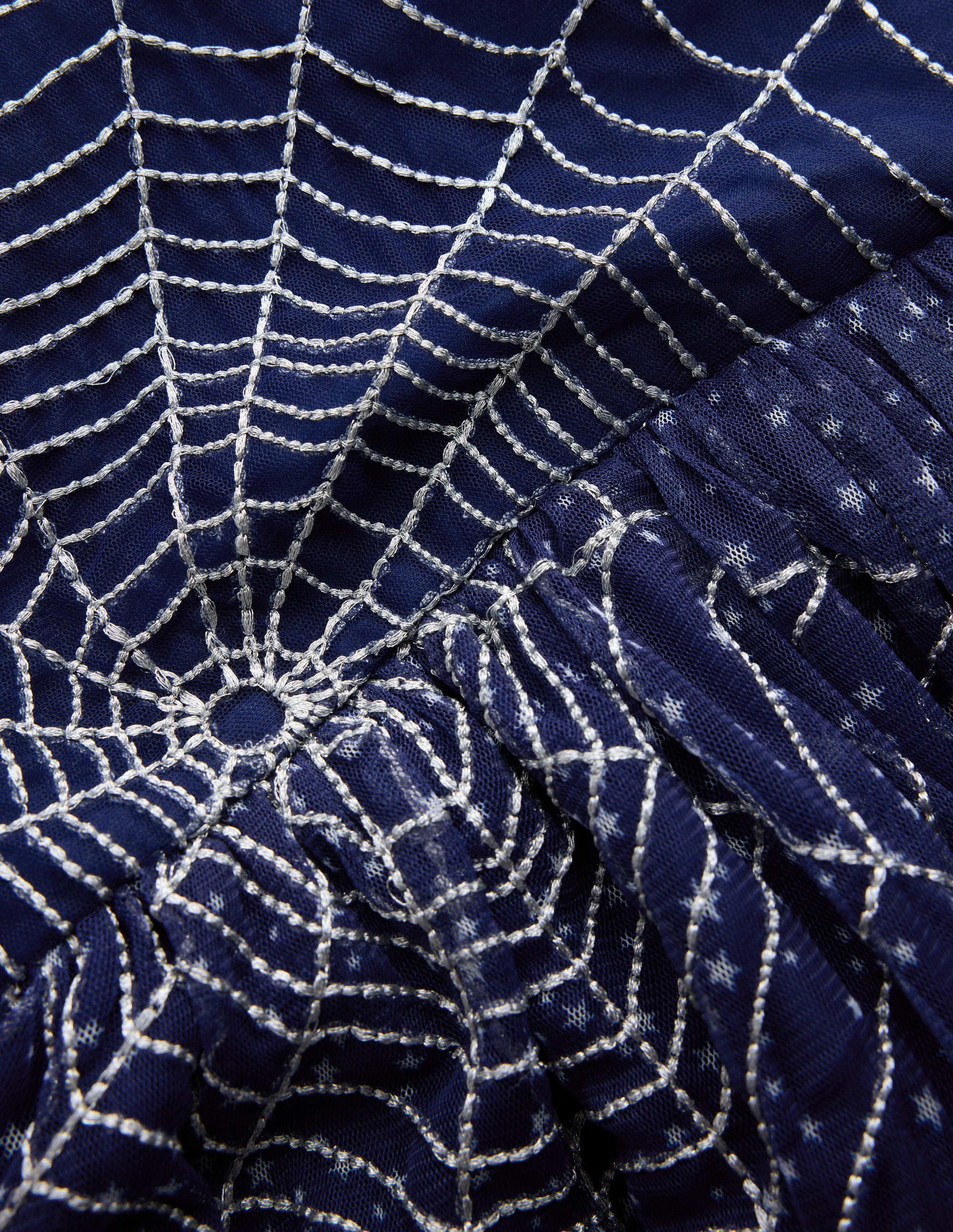 Appliqué Tulle Dress-College Navy Spiders Web - Image 6