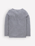Long Sleeve Henley Top-Soft Ivory/ Navy Stripe