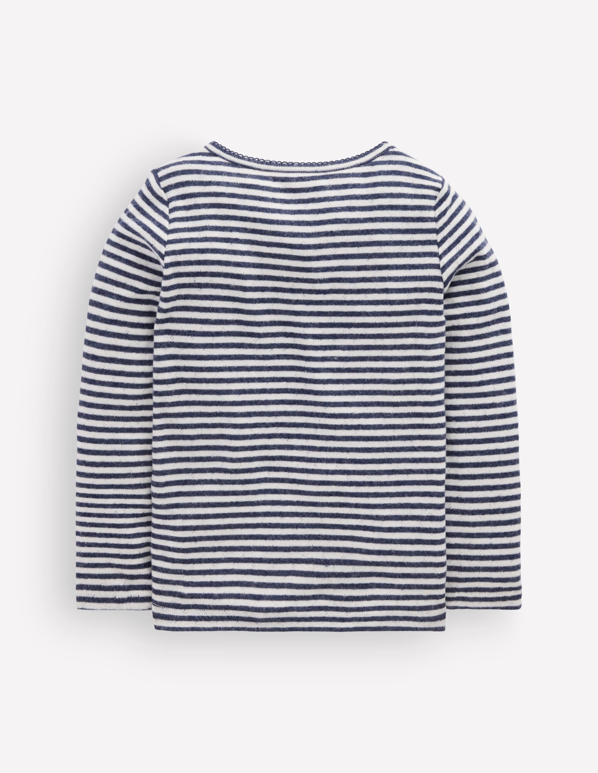 Long Sleeve Henley Top-Soft Ivory/ Navy Stripe - Image 1
