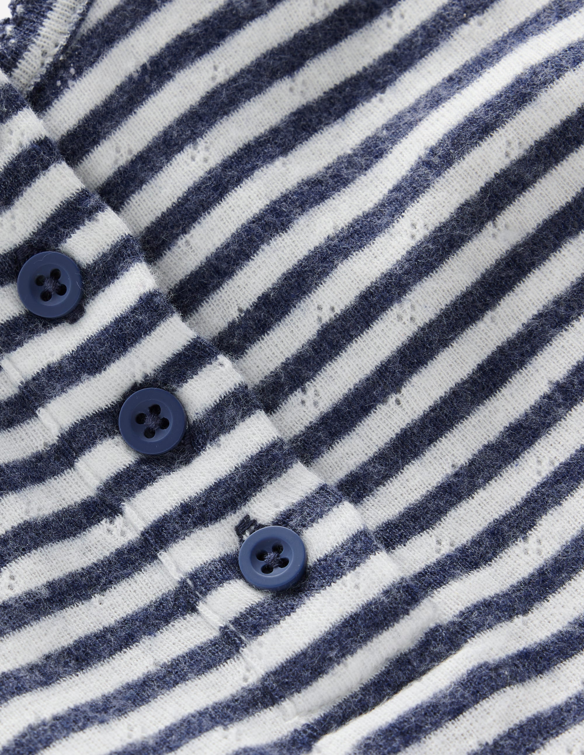 Long Sleeve Henley Top-Soft Ivory/ Navy Stripe - Image 2