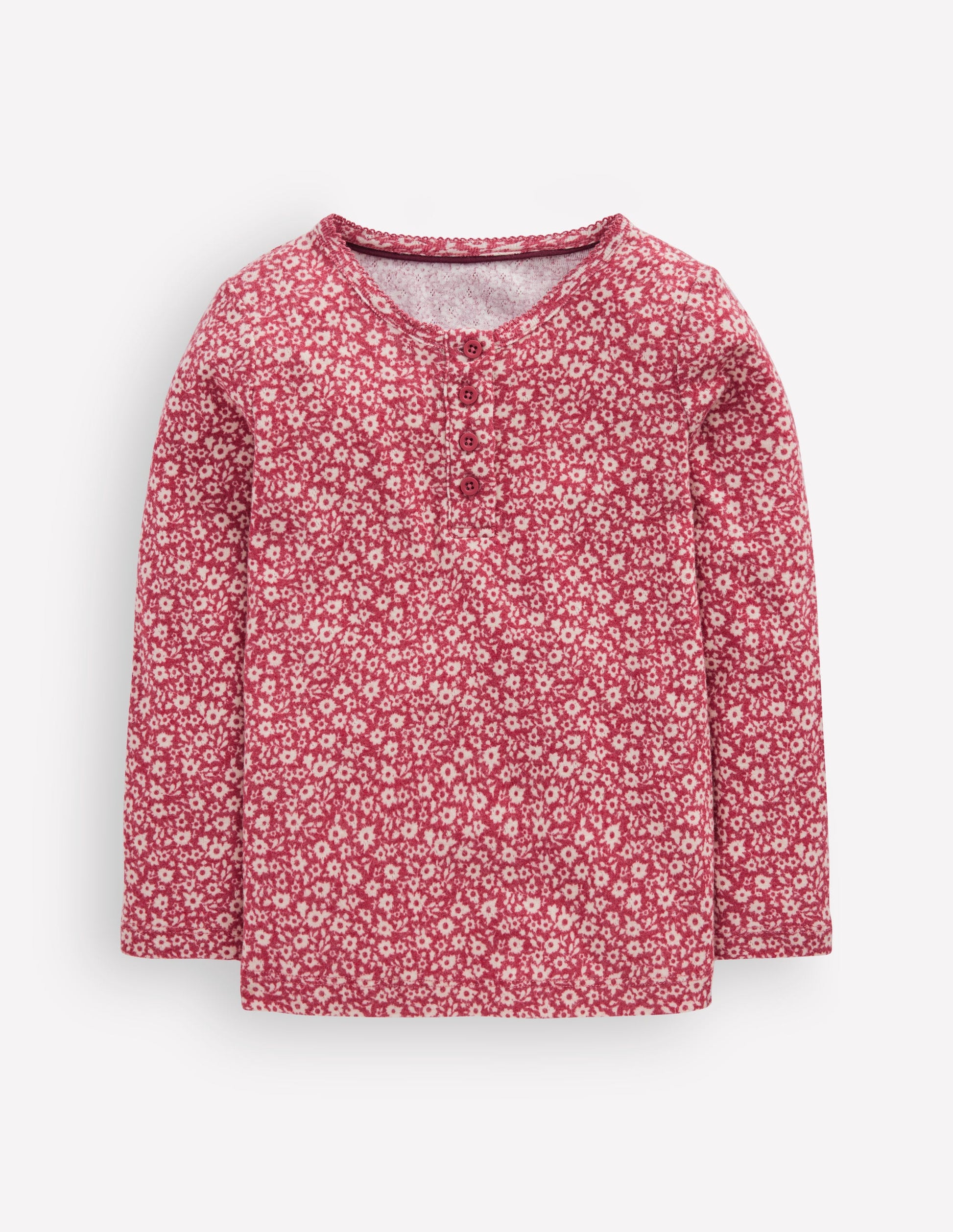 Long Sleeve Henley Top-Pink Floral-1