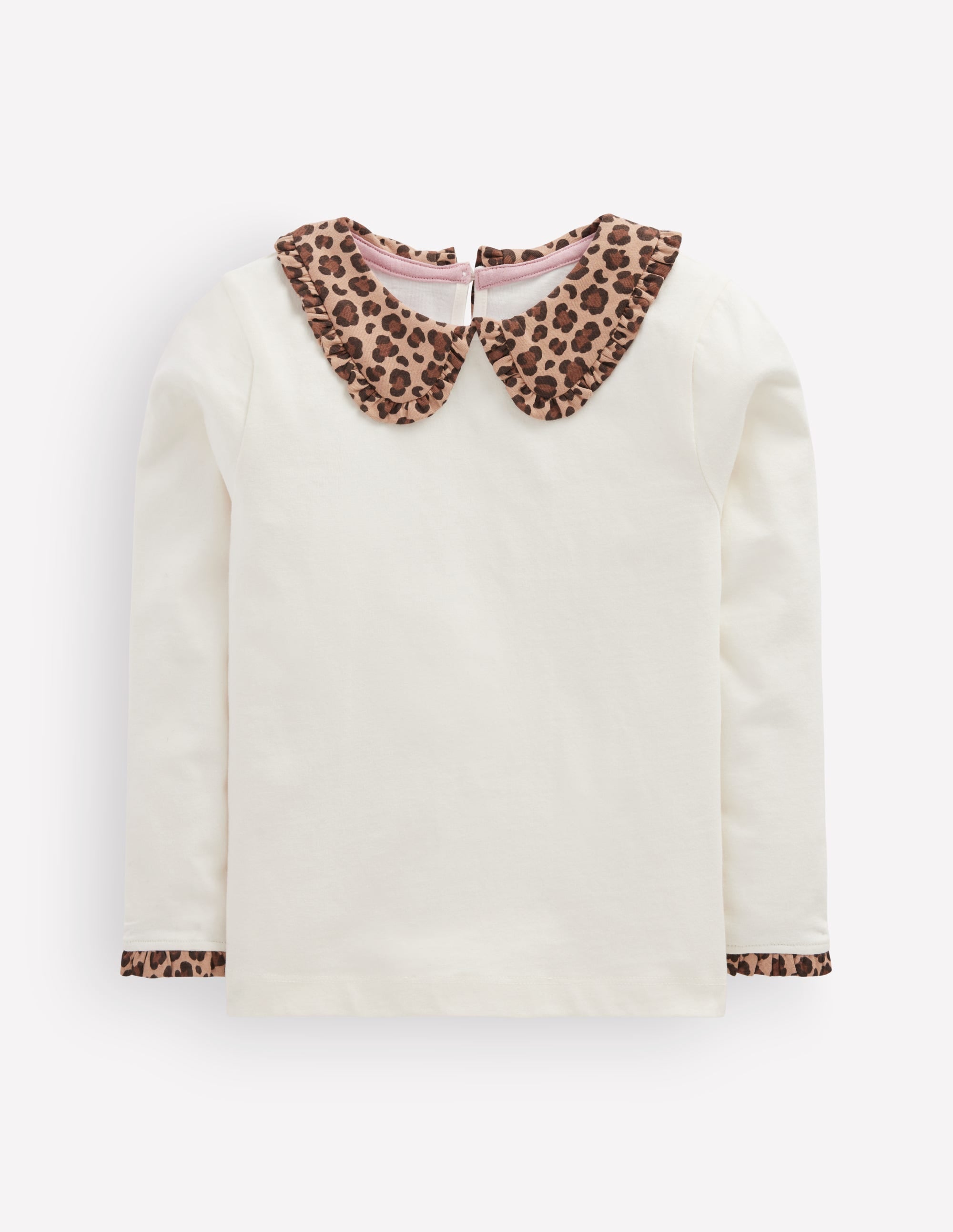 Collared Breton Jersey Top-Soft Ivory Leopard - Image 2