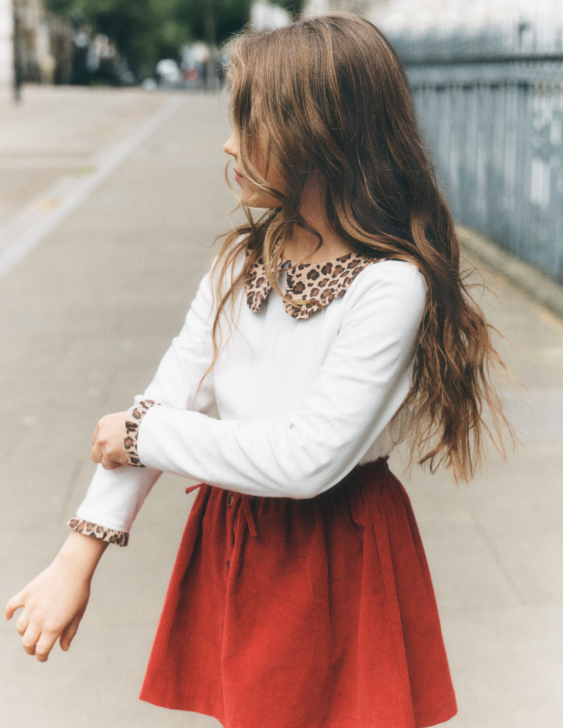 Collared Breton Jersey Top-Soft Ivory Leopard-1