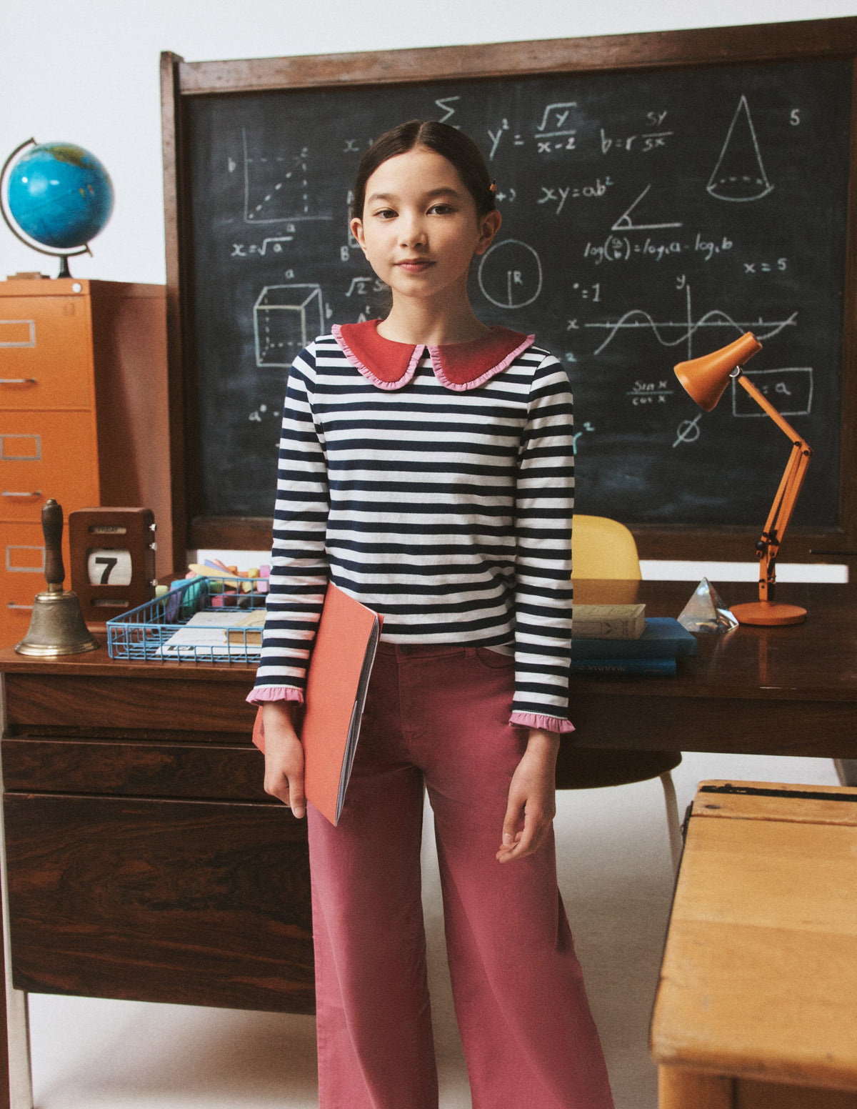 Collared Breton Jersey Top-Ivory and Navy Stripe-1