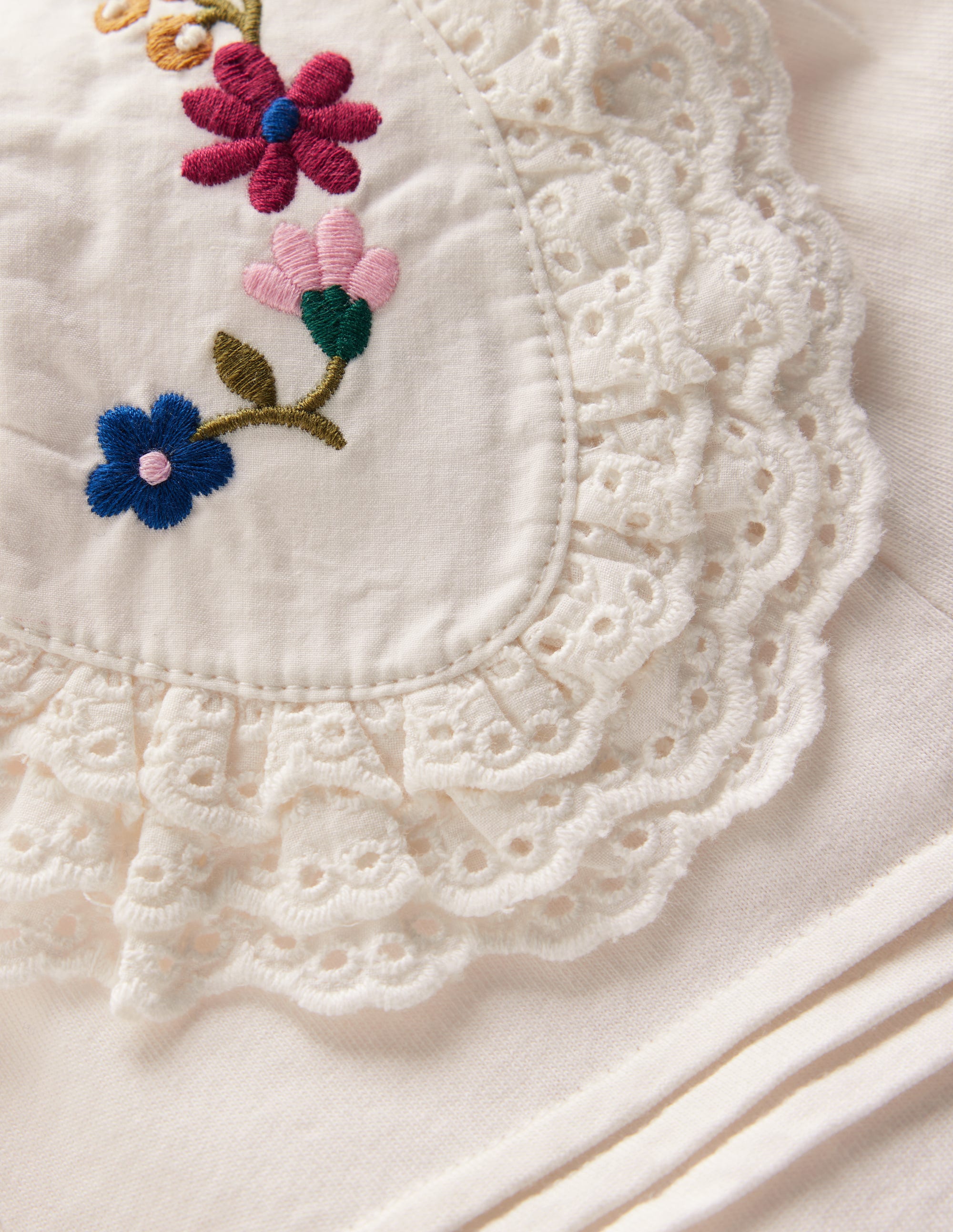 Broderie Collar Jersey Top-Soft Ivory - Image 3