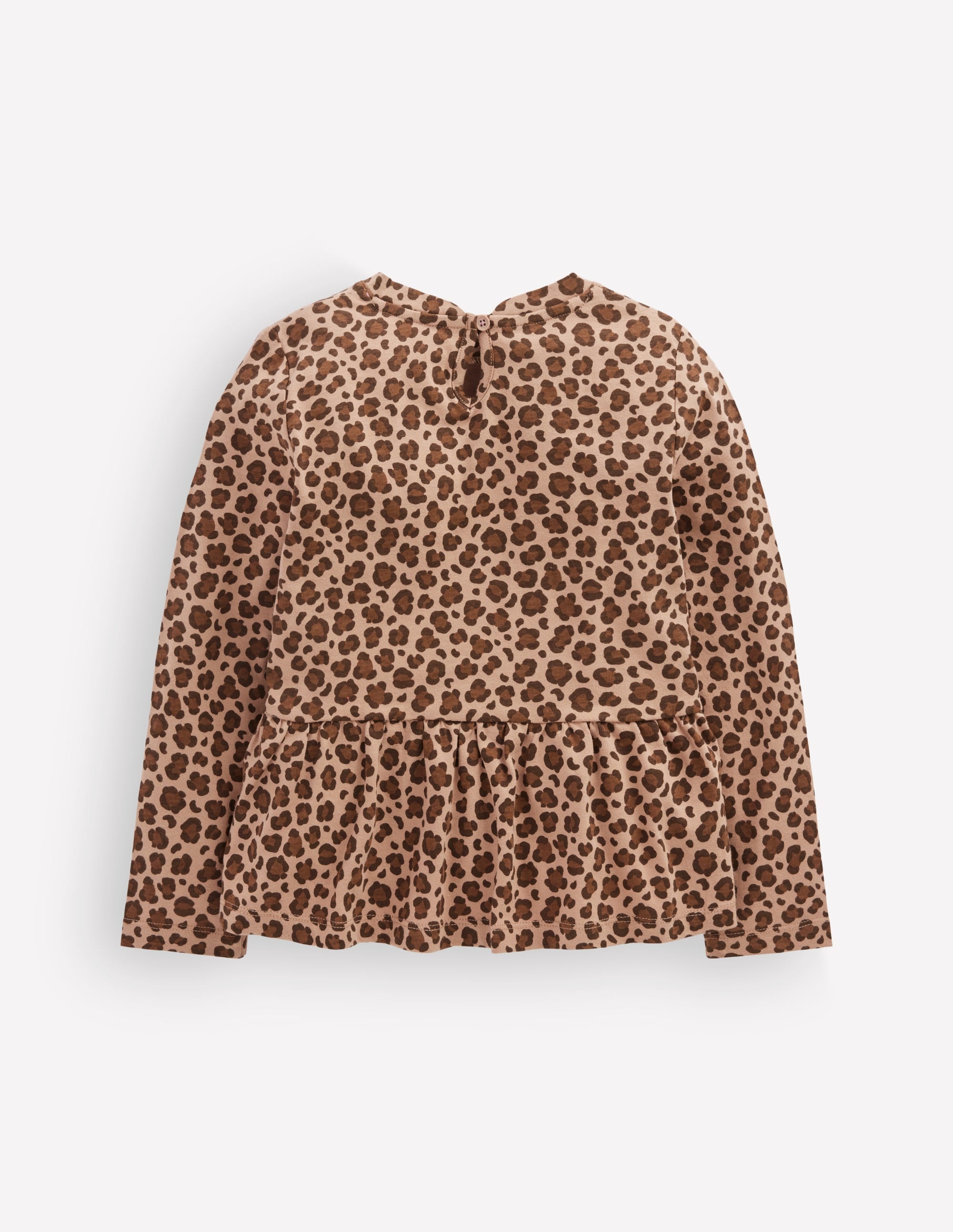 Long Sleeve Peplum Top-Brown Leopard - Image 2