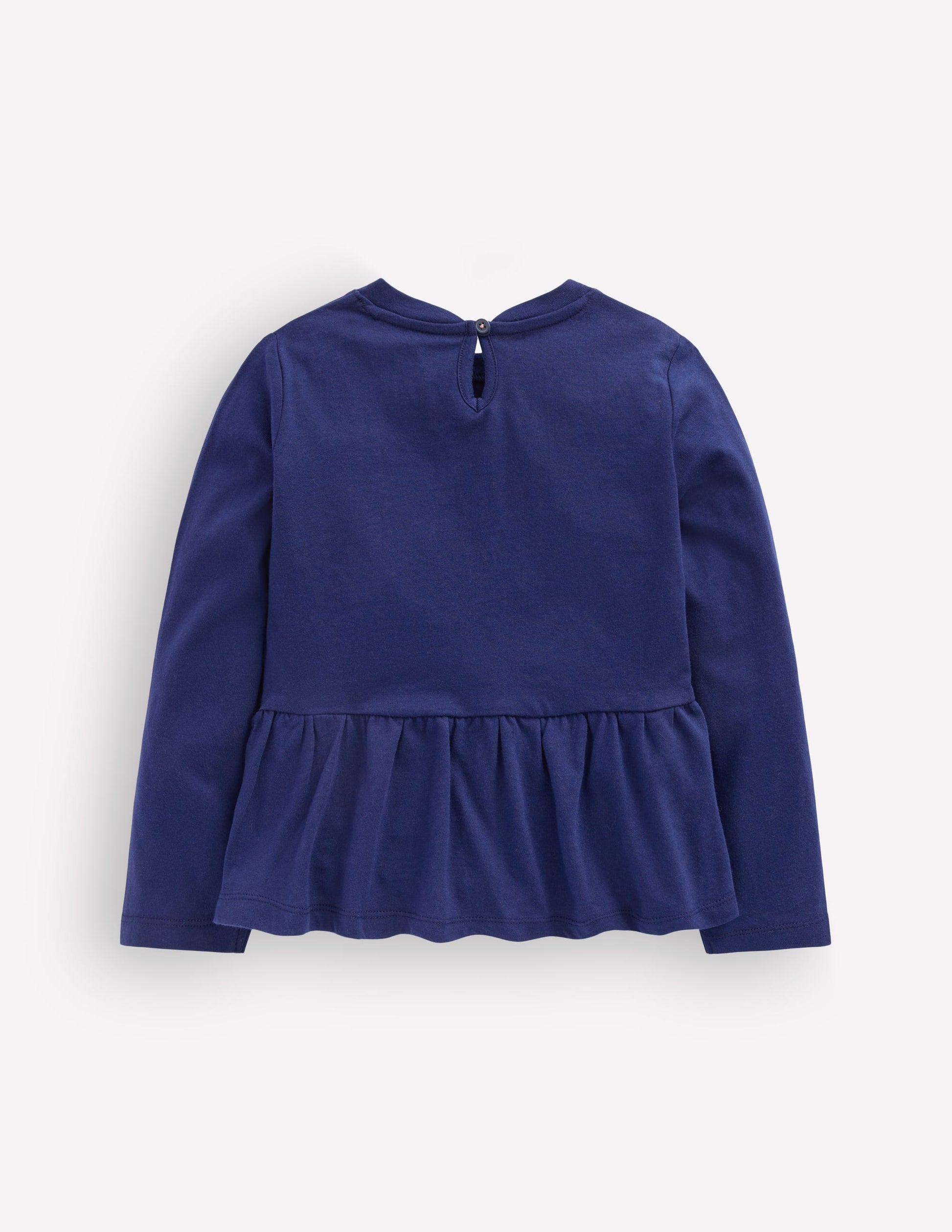 Long Sleeve Peplum Top-College Navy-2