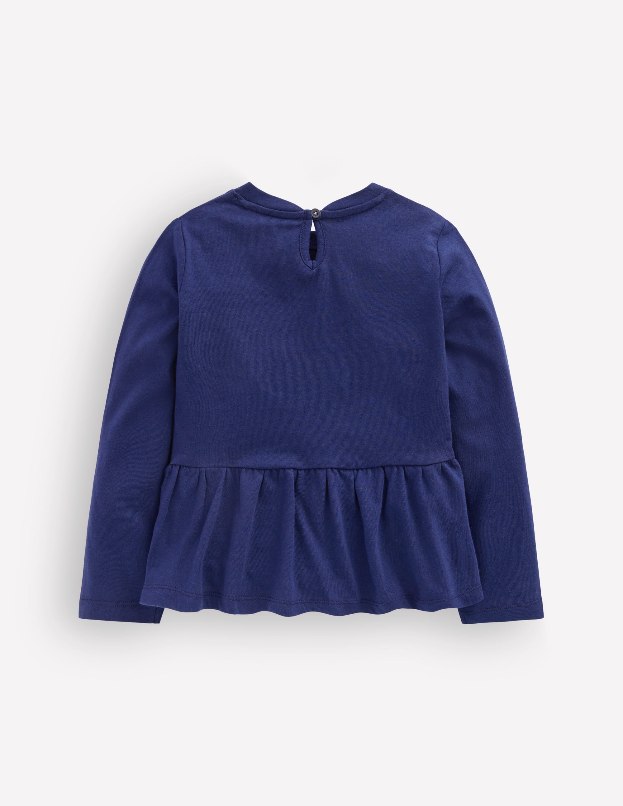 Long Sleeve Peplum Top-College Navy - Image 2