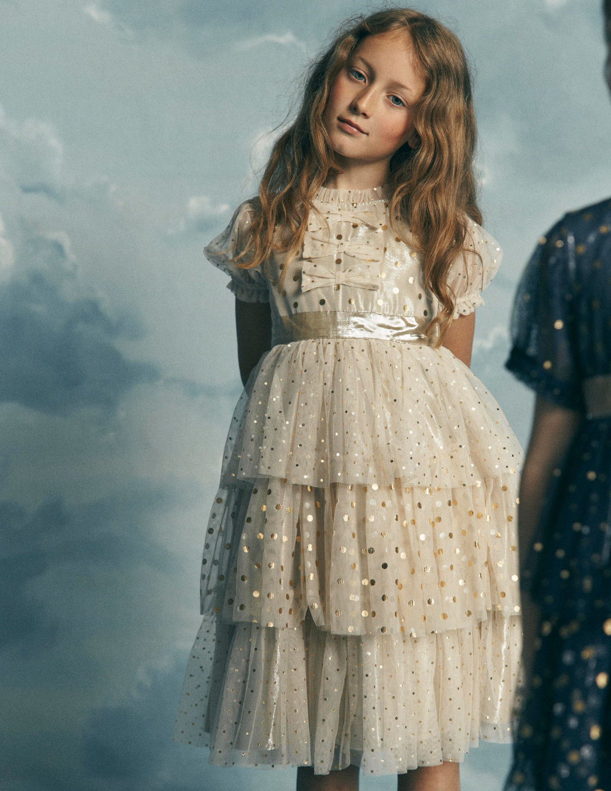 Metallic Tulle Party Dress-Gold Metallic-1