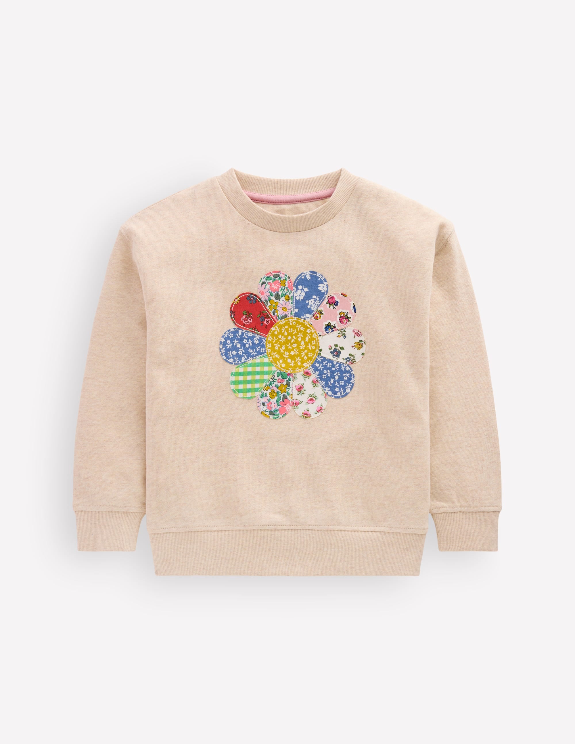 Relaxed Panel Sweatshirt-Oatmeal Marl Patchwork Floral - Image 2