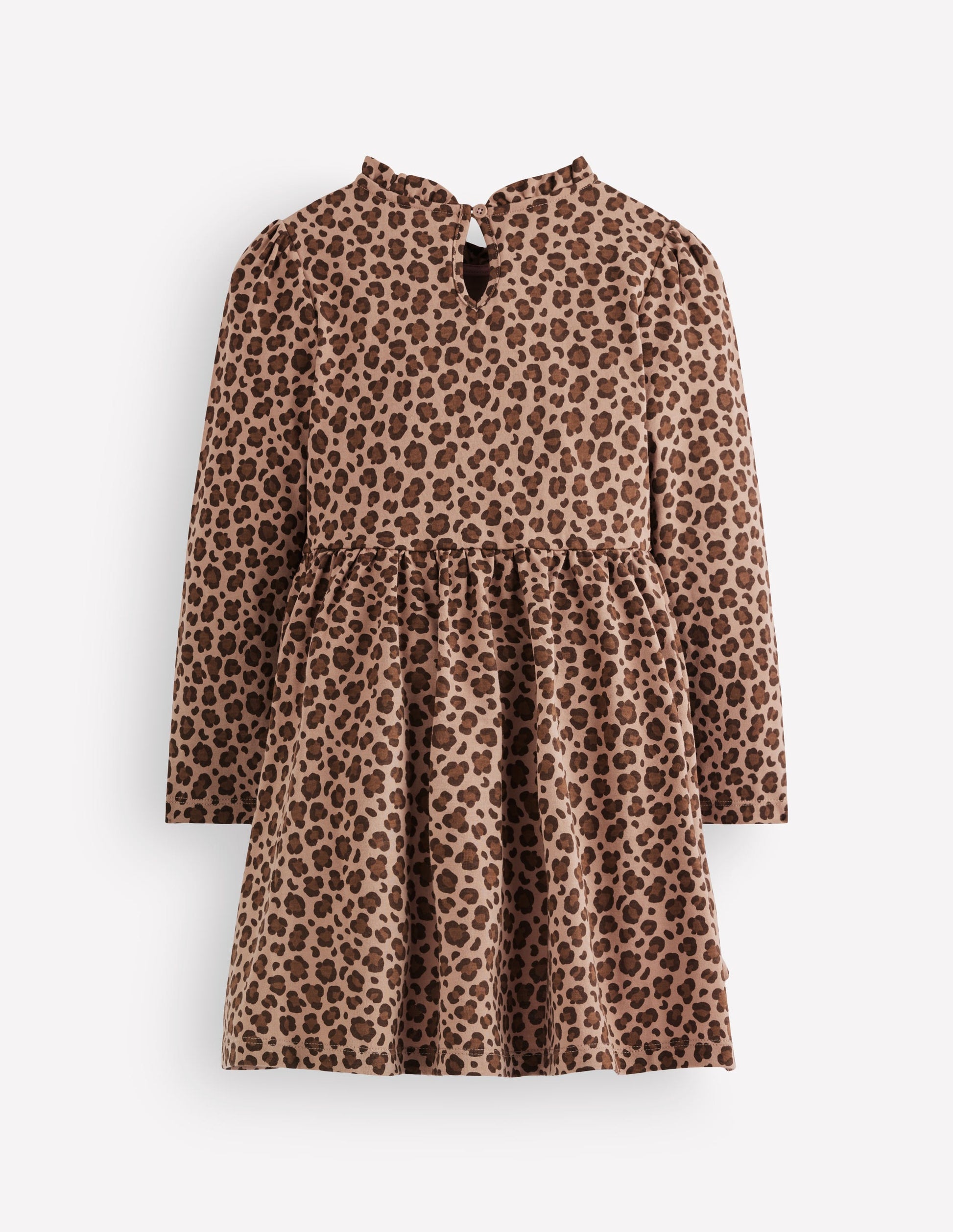 Long Sleeve Twirly Dress-Milk Chocolate Brown Leopard-2