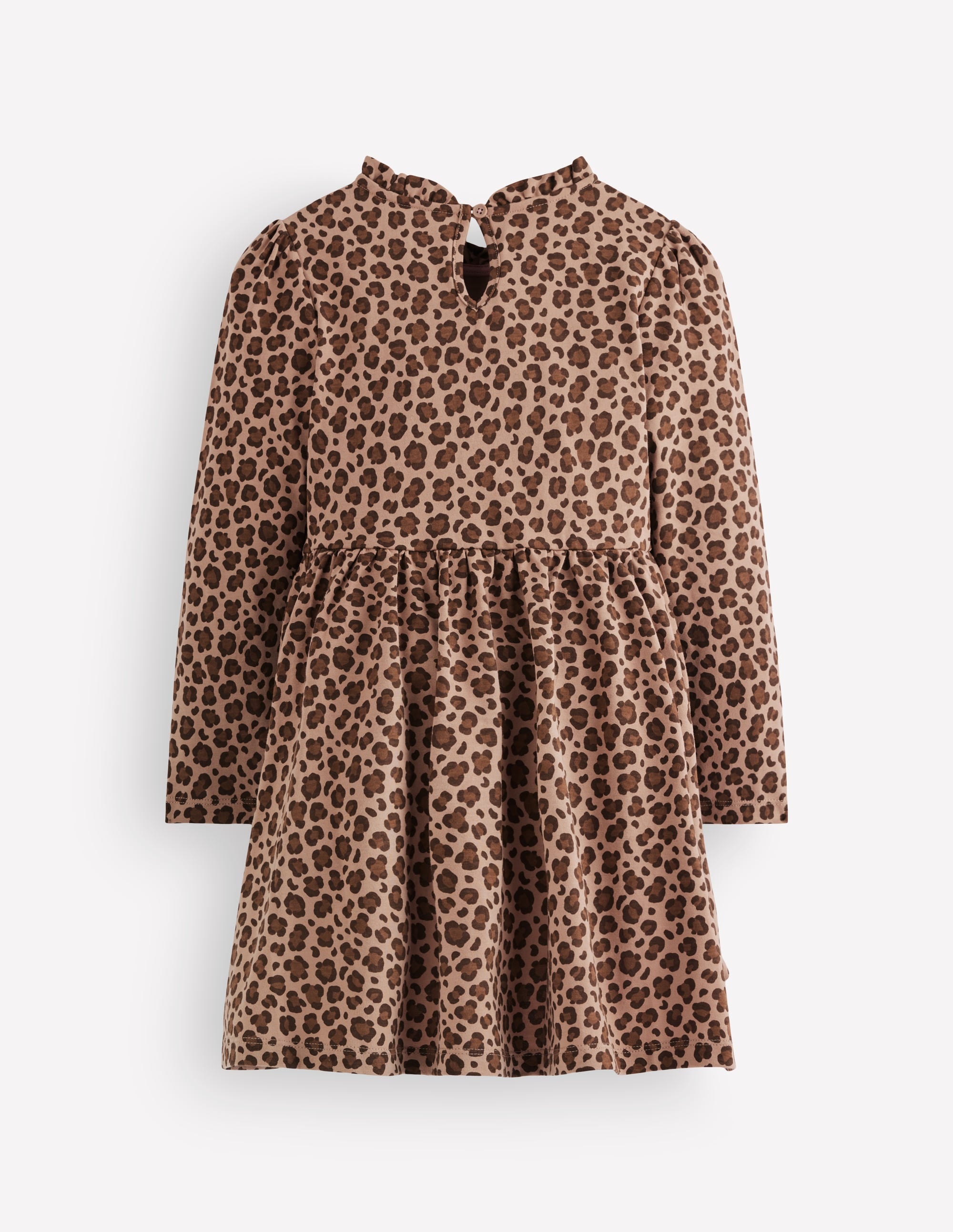 Long Sleeve Twirly Dress-Milk Chocolate Brown Leopard - Image 2