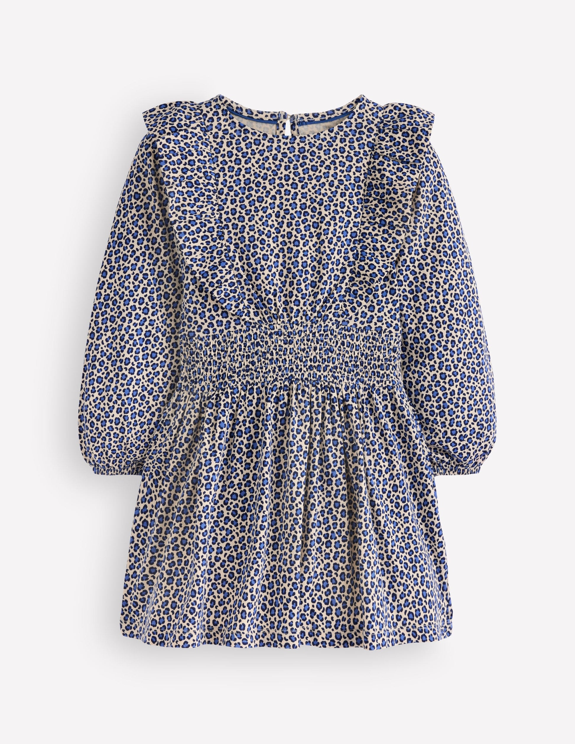 Suki Shirred Jersey Dress-Blue Leopard-2