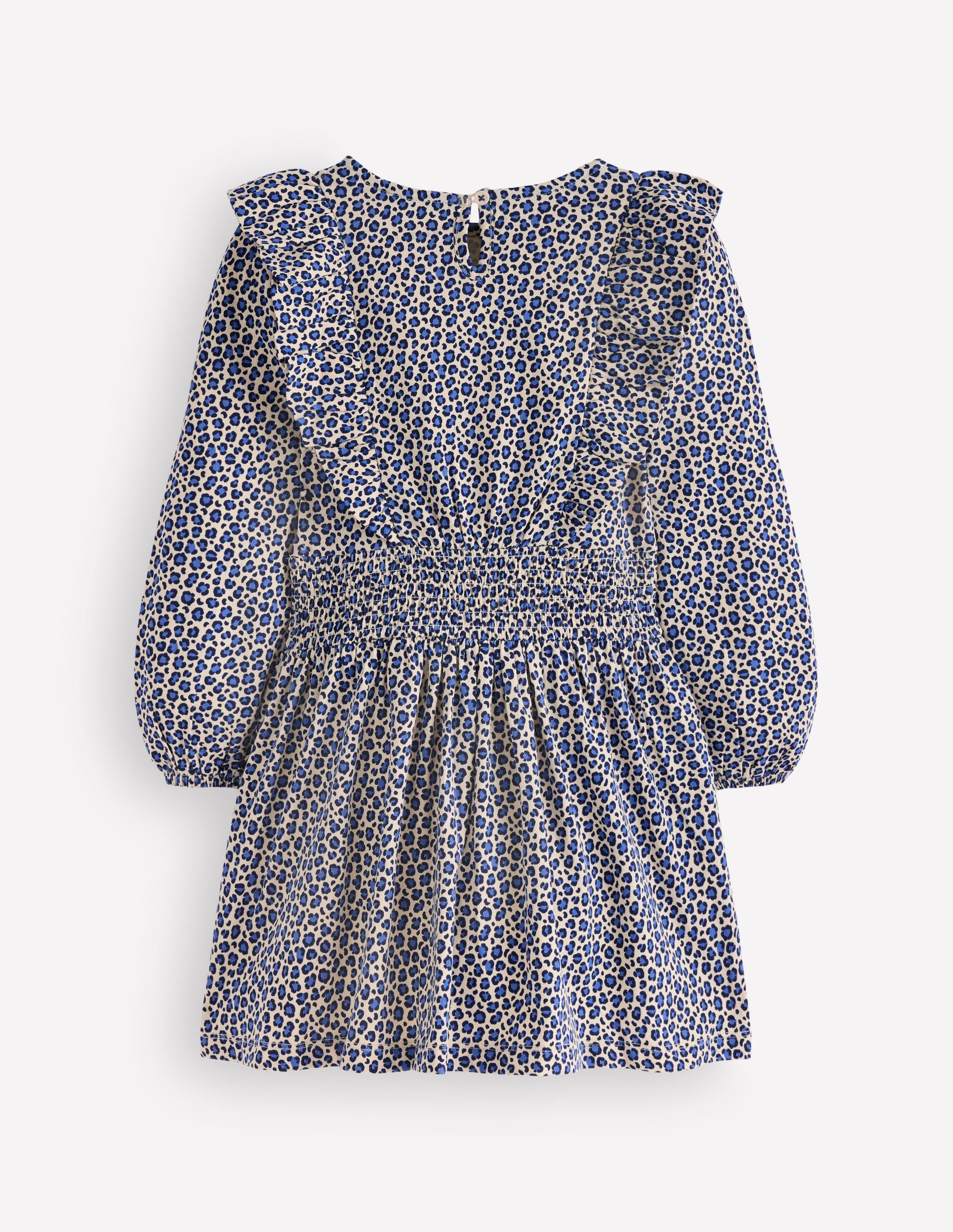 Suki Shirred Jersey Dress-Blue Leopard-3