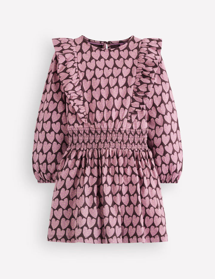 Suki Shirred Jersey Dress-Purple Hearts