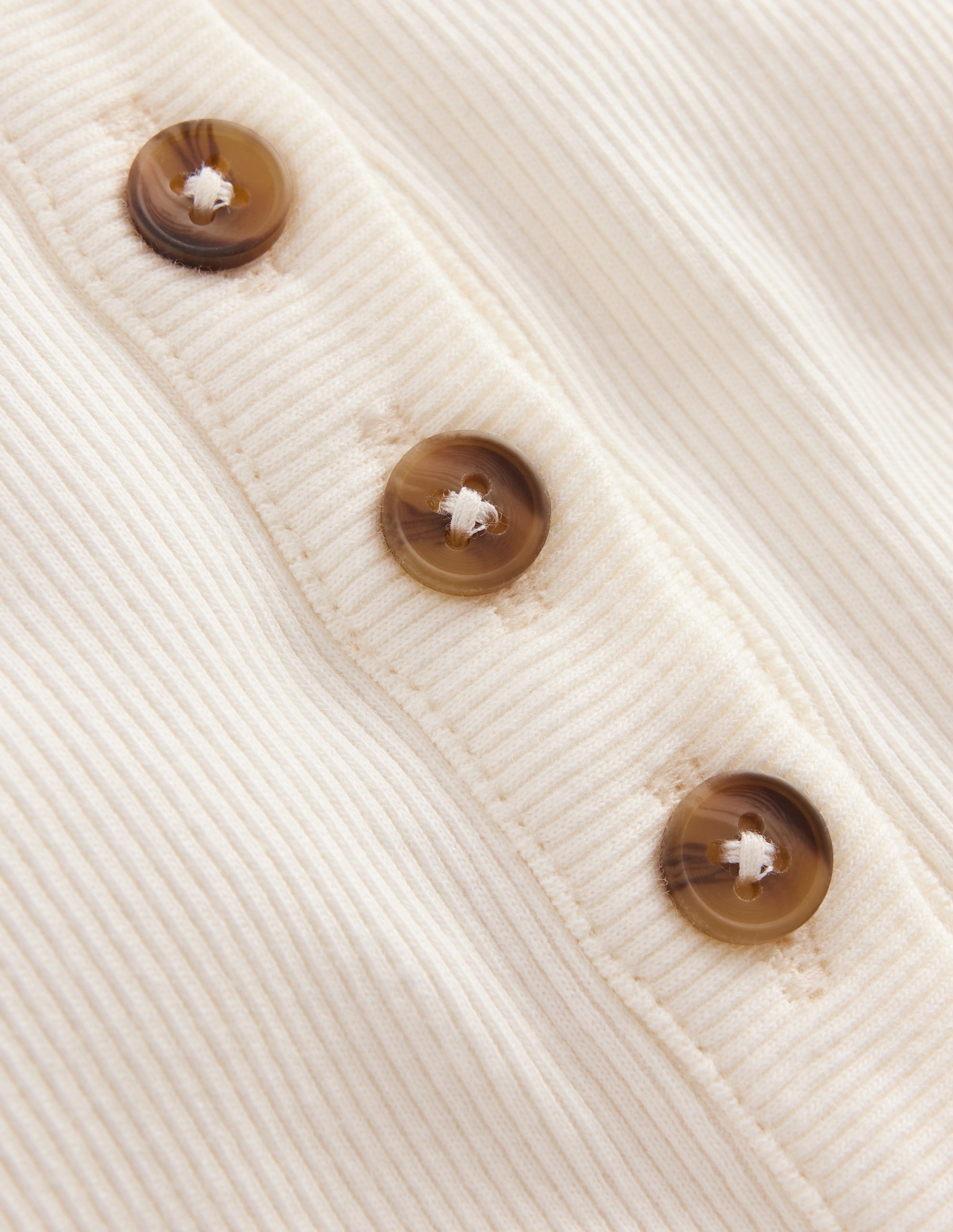 Henley Ribbed Vest-Soft Ivory - Image 3