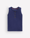 Henley Ribbed Vest-College Navy