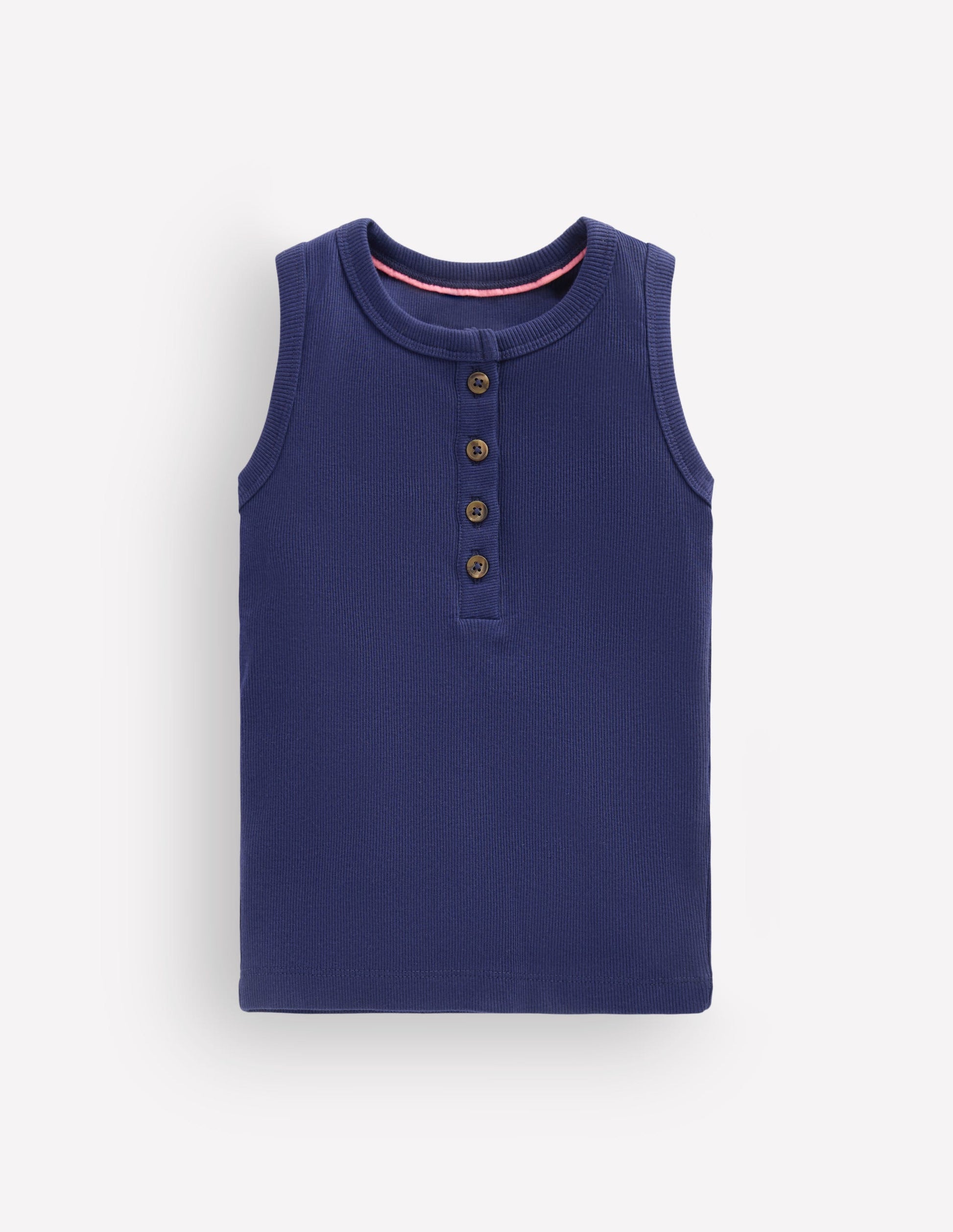 Henley Ribbed Vest-College Navy-1