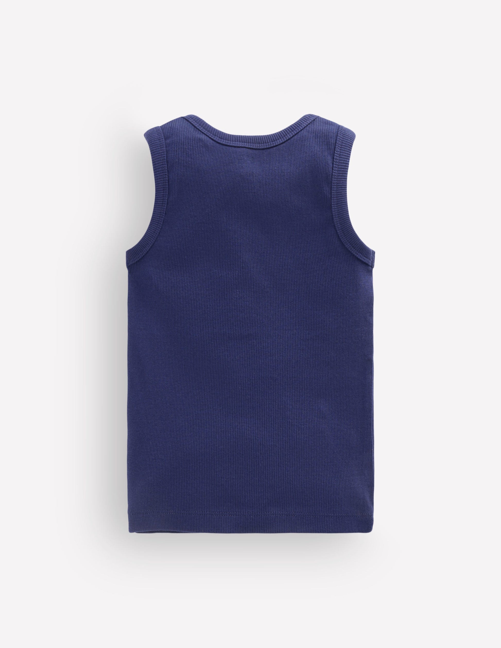 Henley Ribbed Vest-College Navy-2