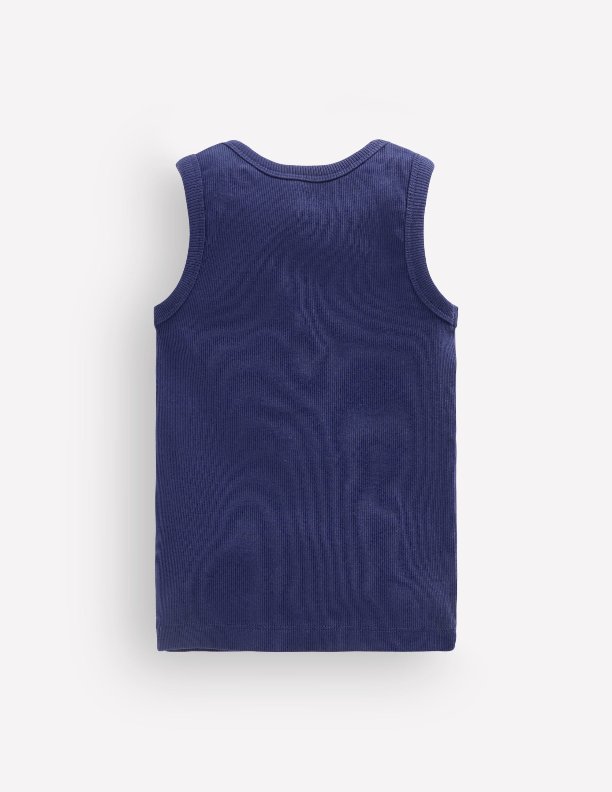 Henley Ribbed Vest-College Navy - Image 2