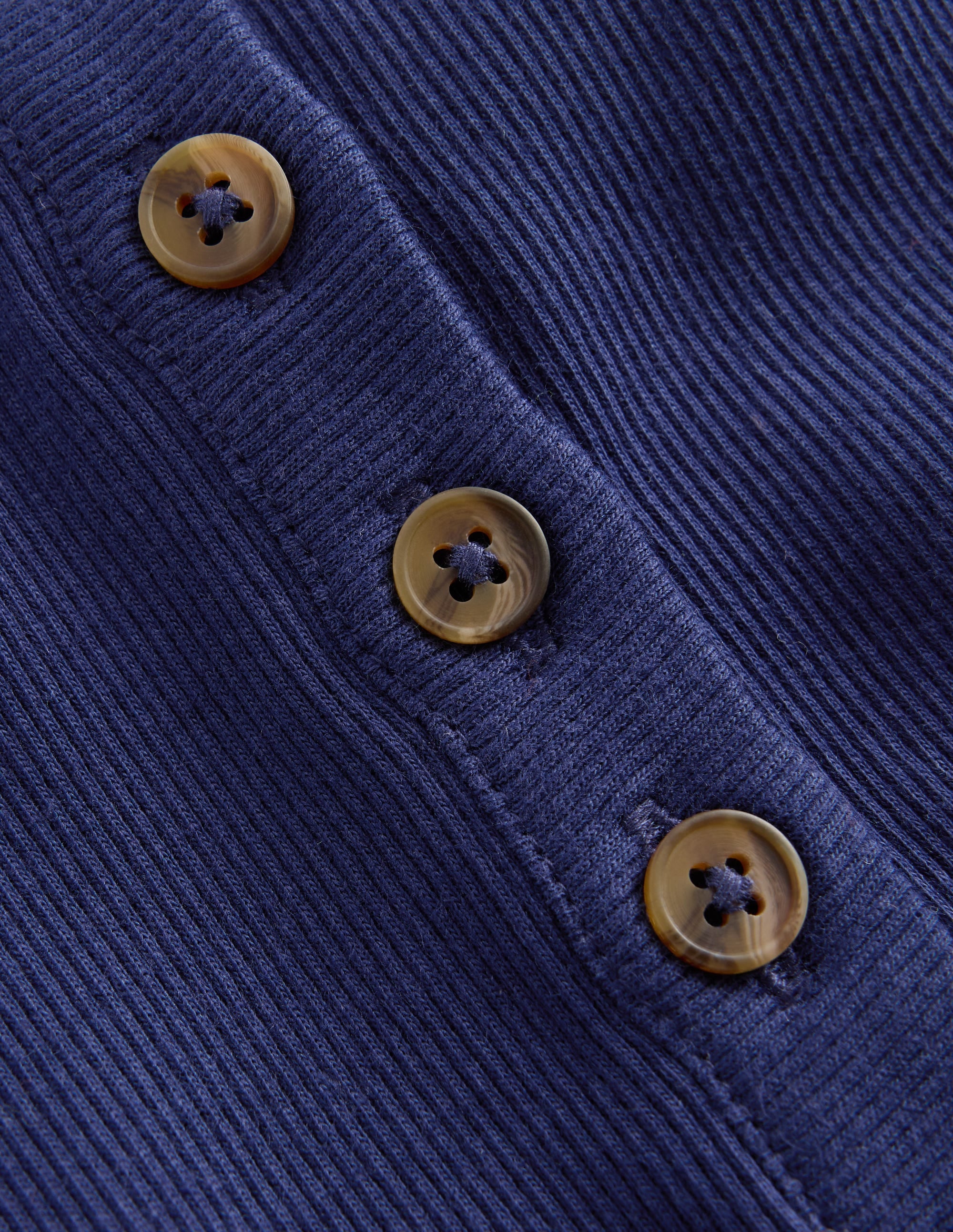 Henley Ribbed Vest-College Navy - Image 3