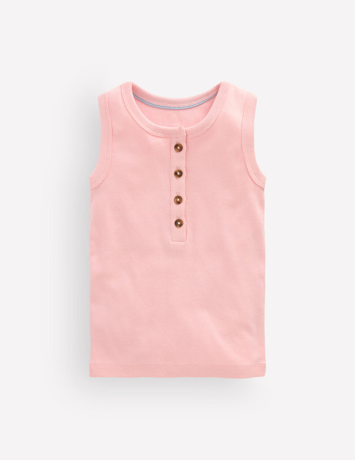 Henley Ribbed Vest-Chalk Pink