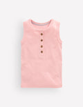 Henley Ribbed Vest-Chalk Pink