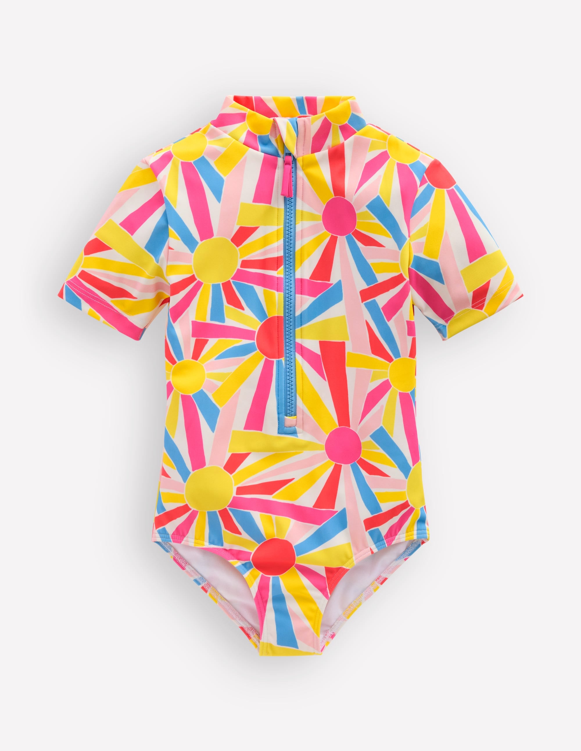 Short-sleeved Swimsuit-Ivory Sunburst - Image 2