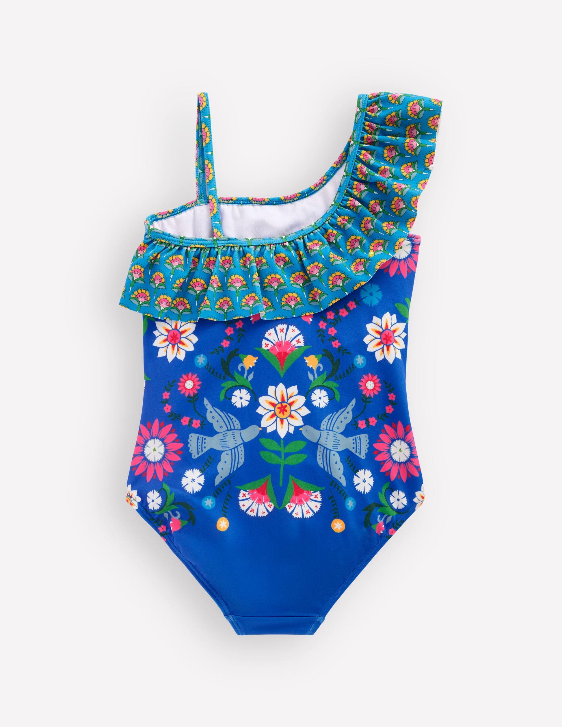 Lila One Shoulder Swimsuit-Kingfisher Blue Bird Floral-2