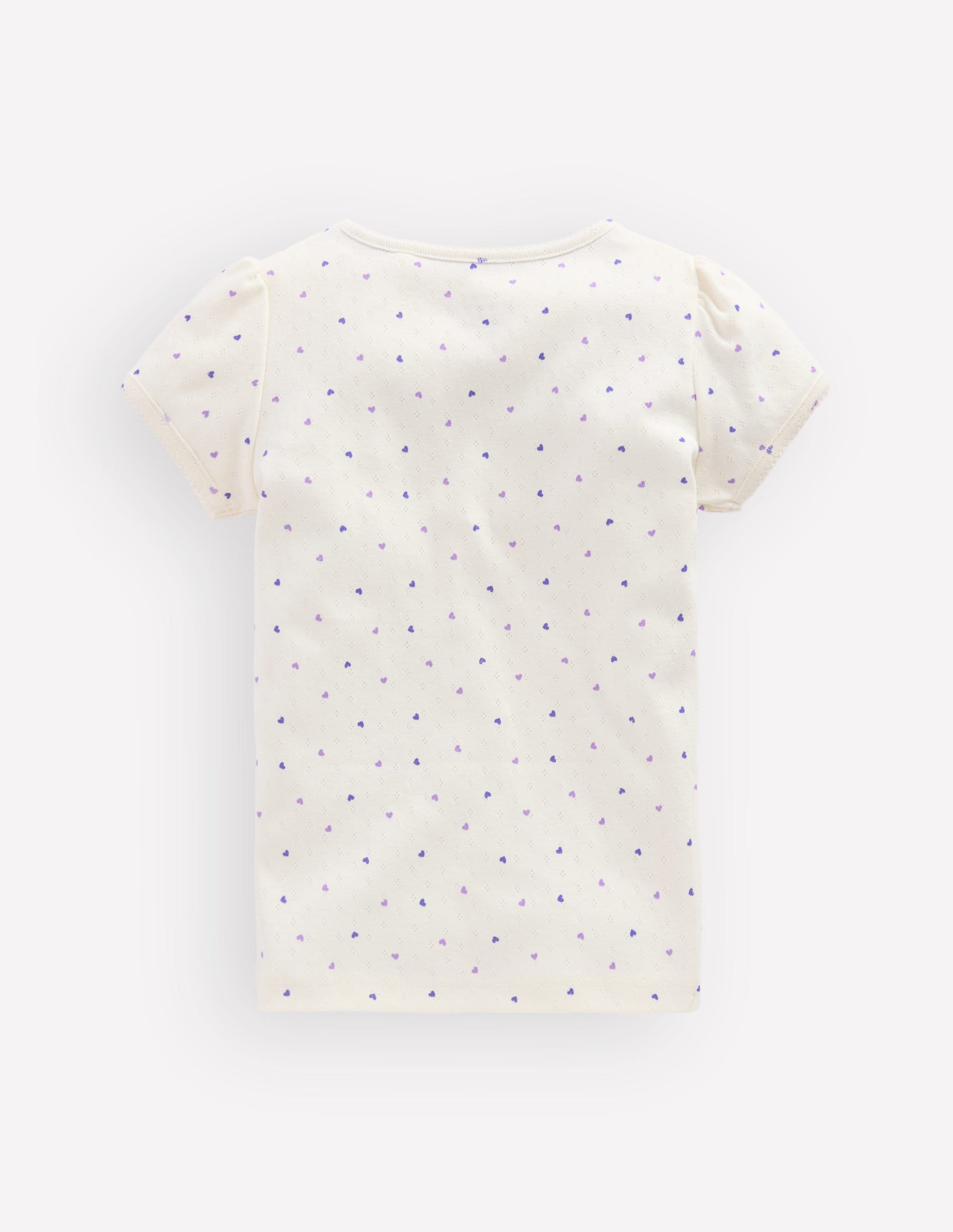 Short Sleeve Pointelle Top-White Heart Spot-2