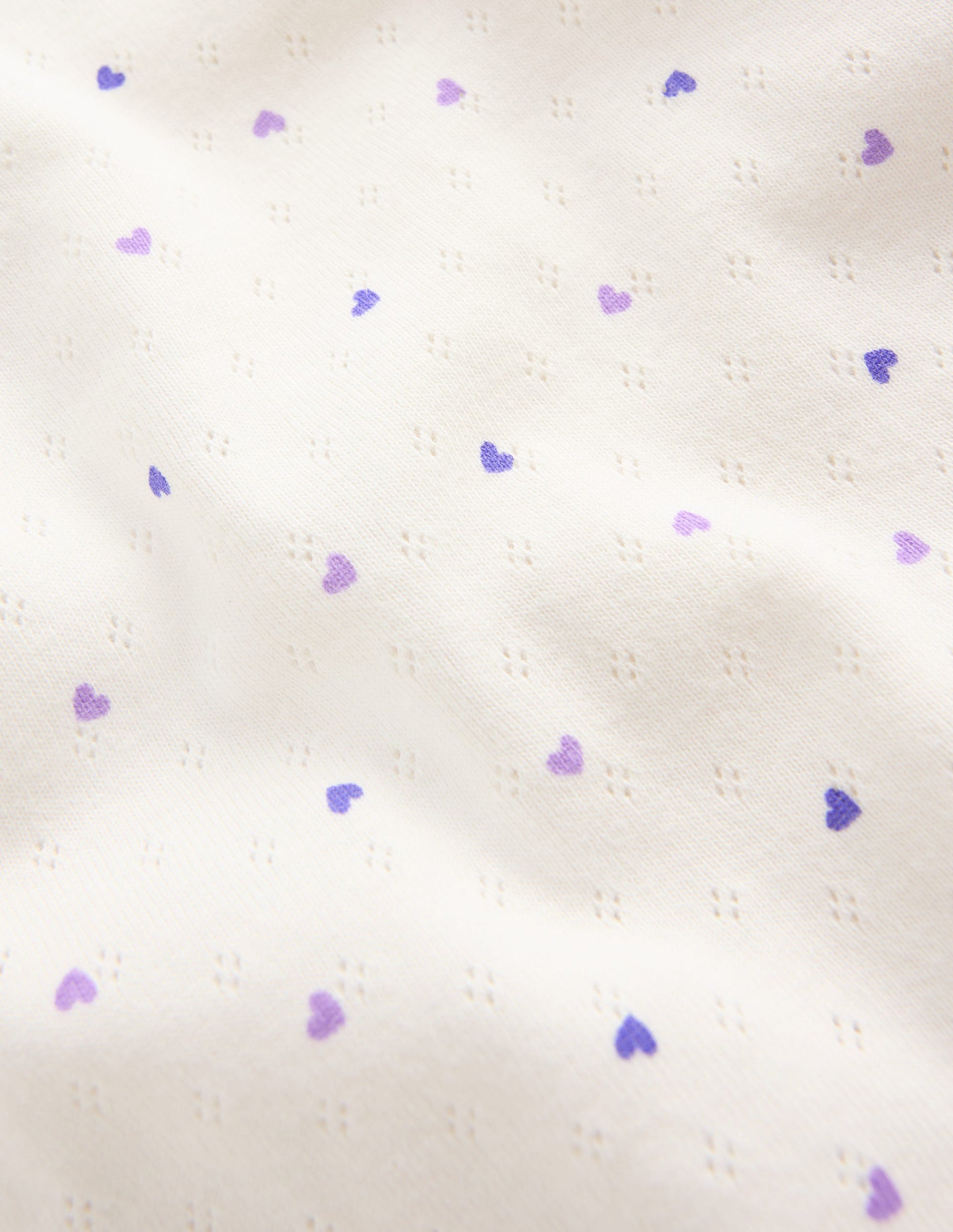 Short Sleeve Pointelle Top-White Heart Spot-3