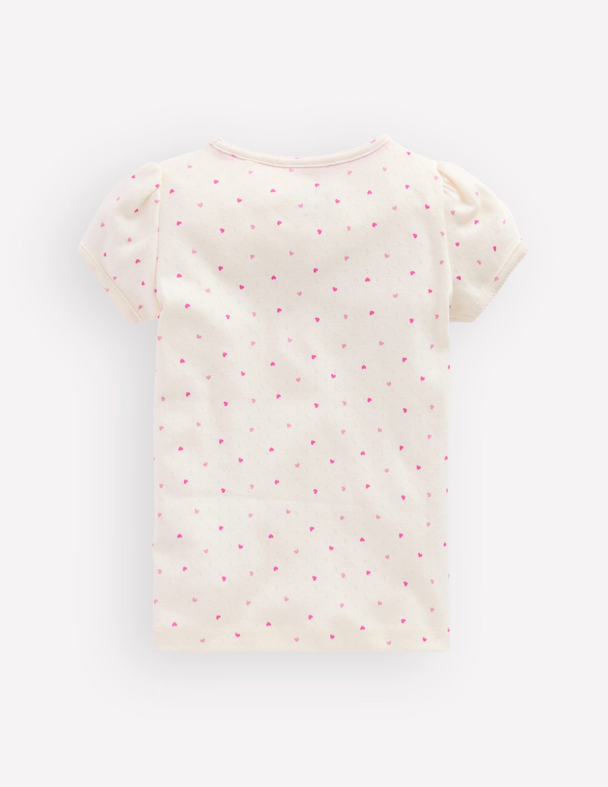 Short Sleeve Pointelle Top-Pink Hearts-2