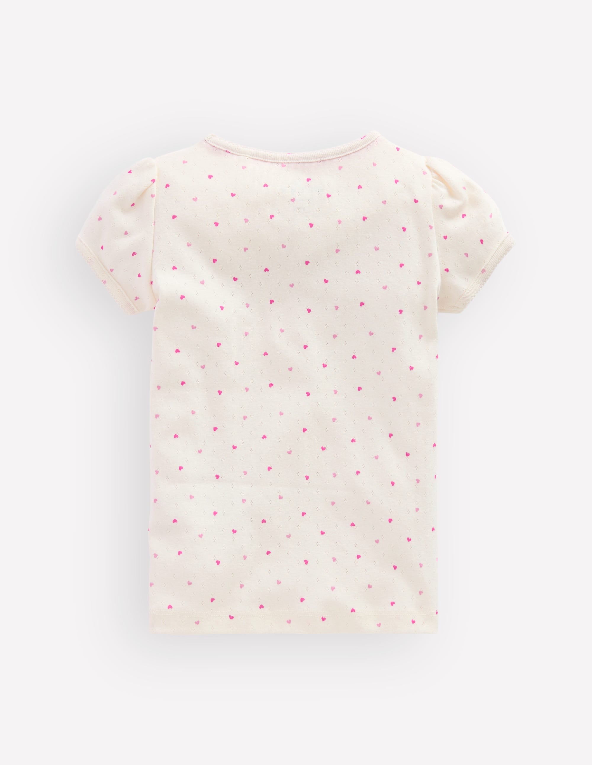 Short Sleeve Pointelle Top-Pink Hearts - Image 2