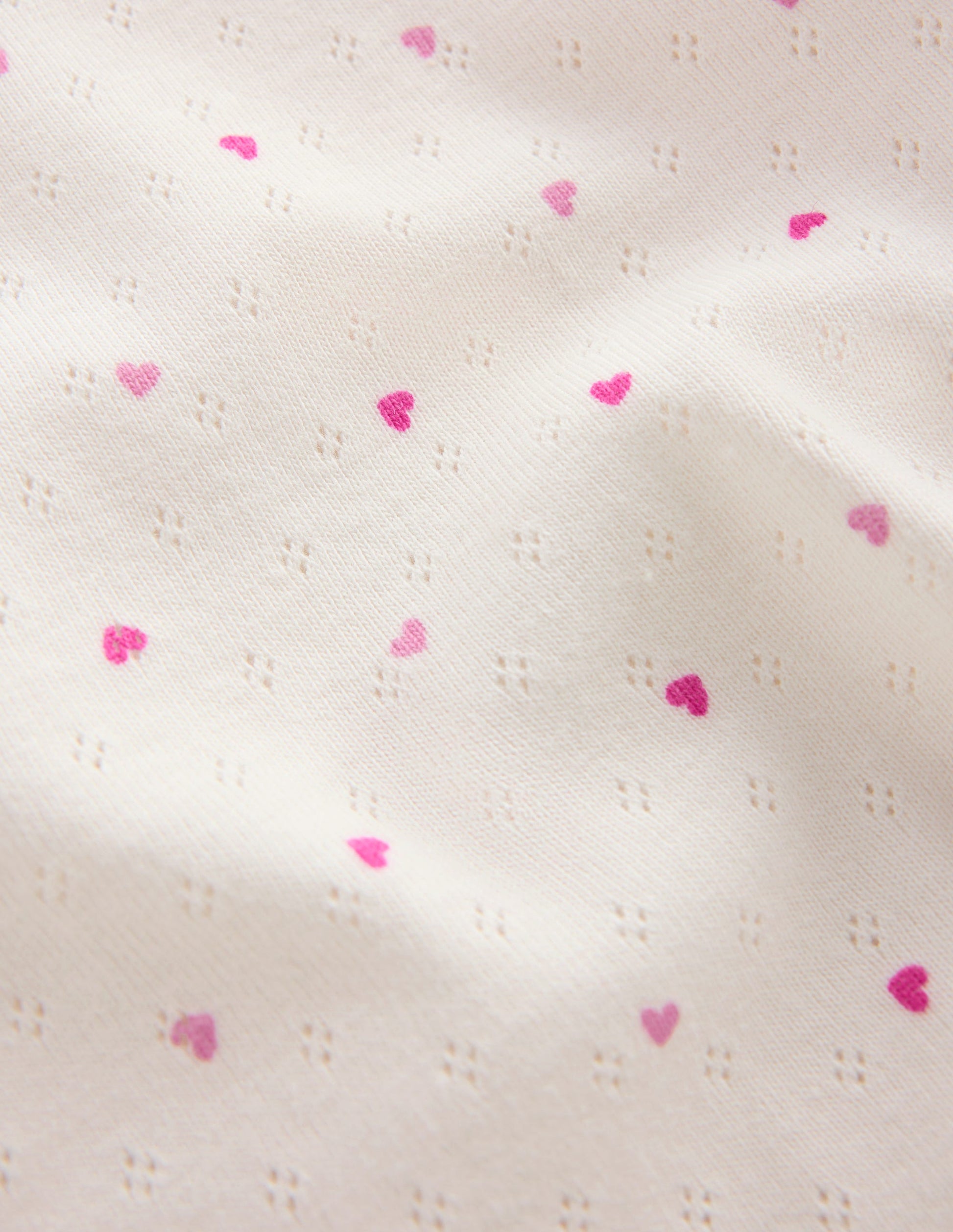 Short Sleeve Pointelle Top-Pink Hearts-3