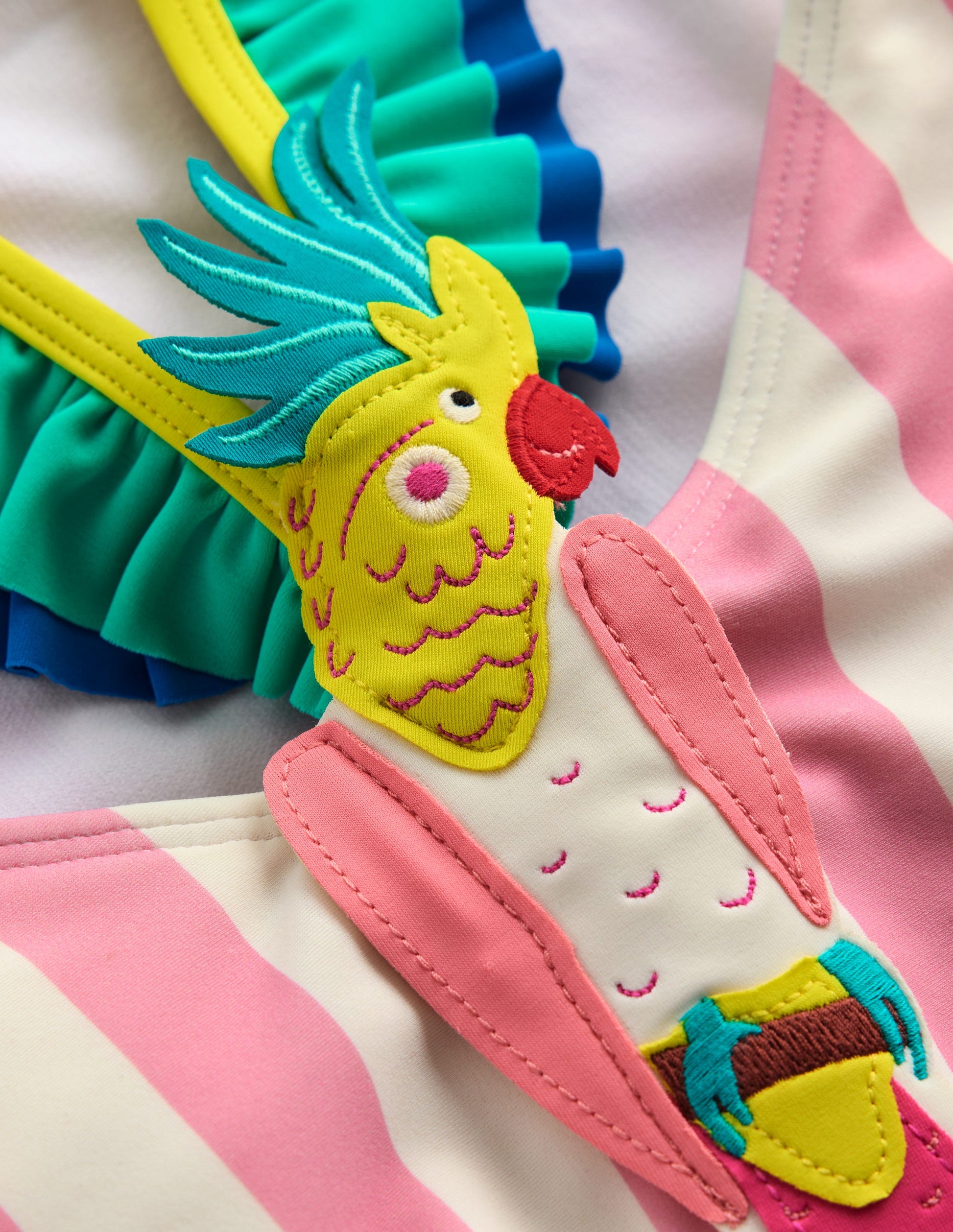 Hallie Frill Strap Swimsuit-Formica Pink Parrot-5