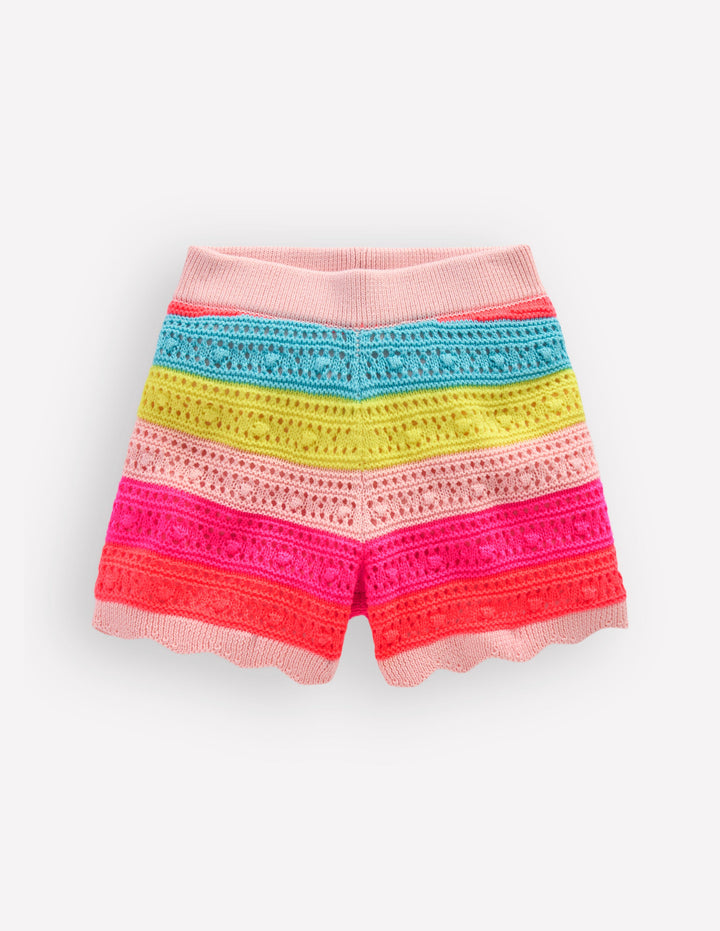 Knitted Shorts-Neon Multi Stripe