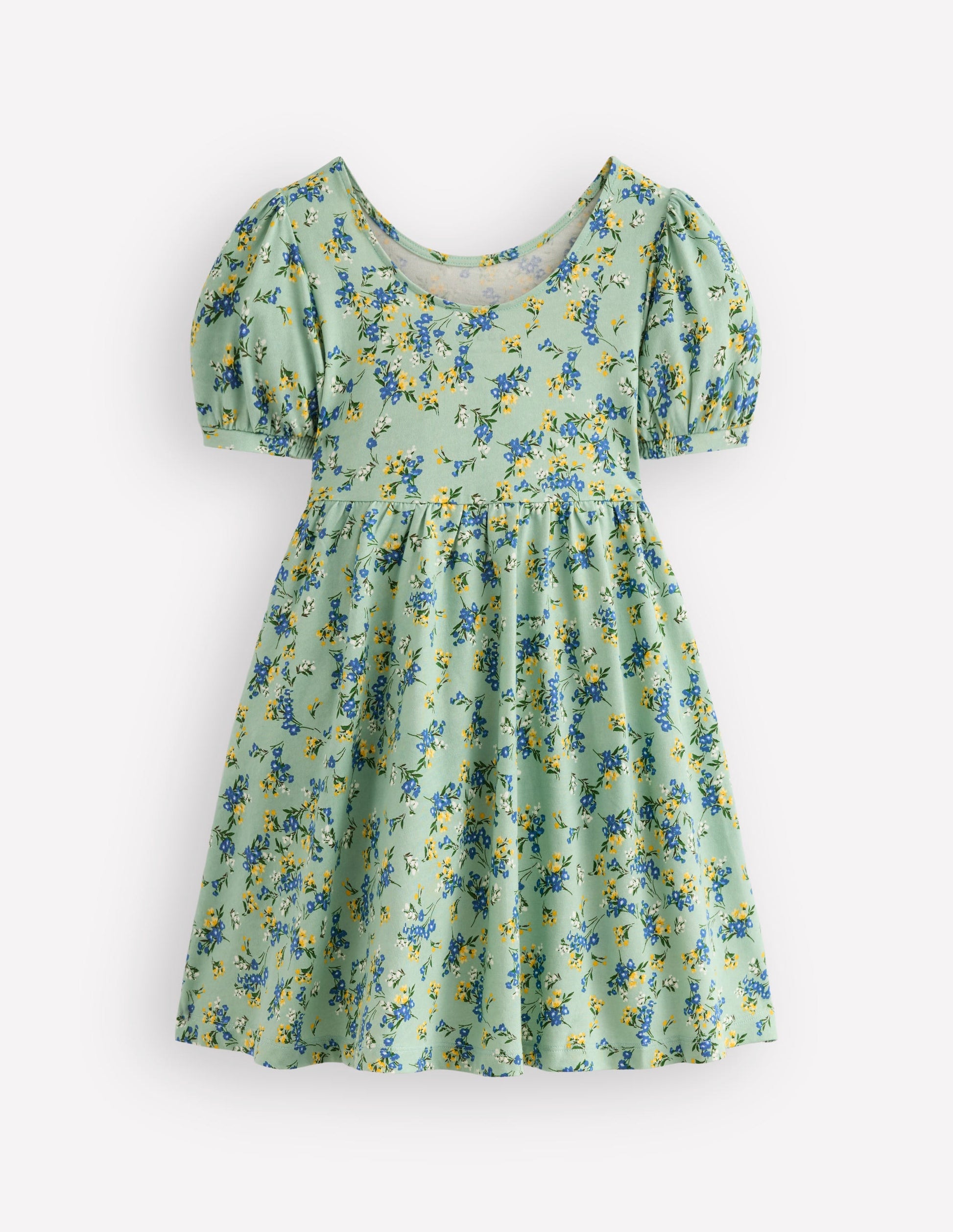 Ballerina Jersey Dress-Green Floral-2