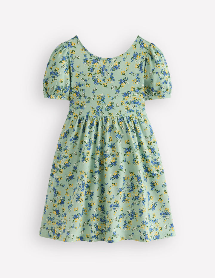 Ballerina Jersey Dress-Green Floral