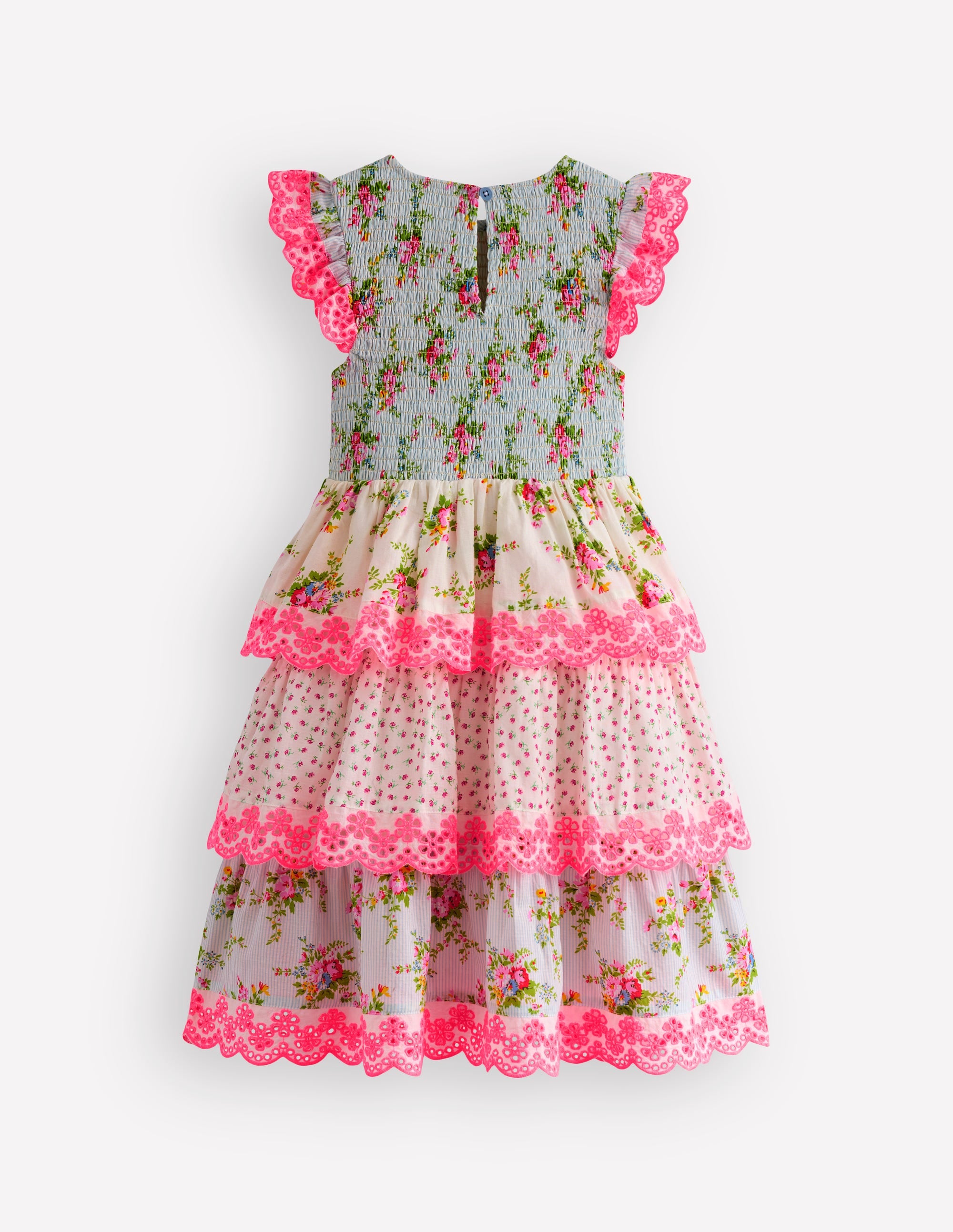 Tiered Lace Trim Dress-Festival Pink Ditsy Rose - Image 2